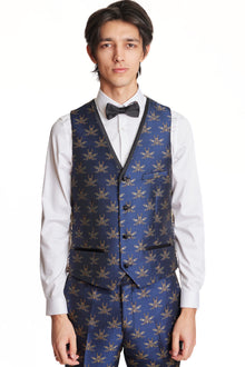  Mayfair Tux Vest - slim - Navy Iconic Bees