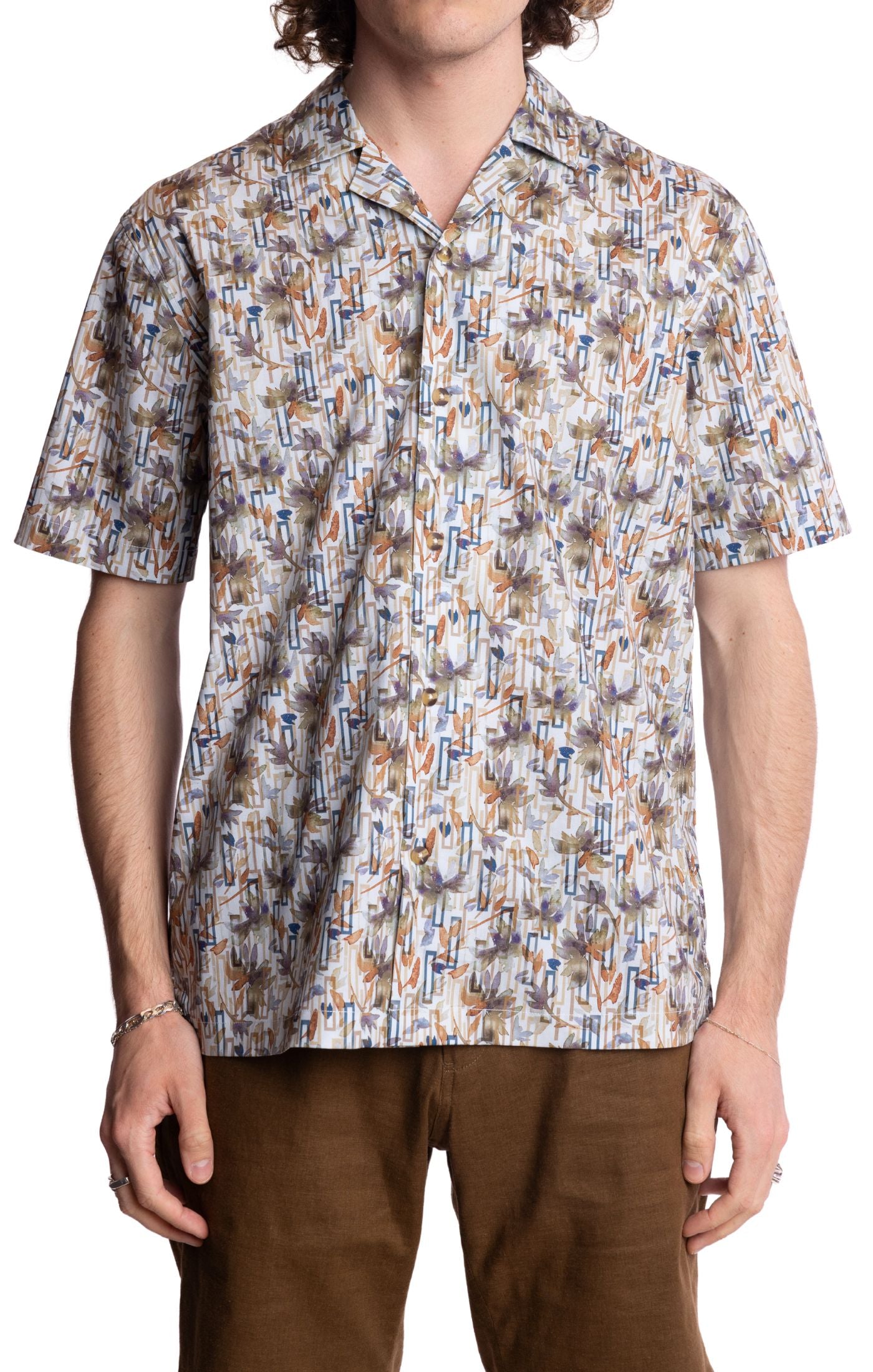Camp Collar Shirt - Deep Teal Tobacco Multi