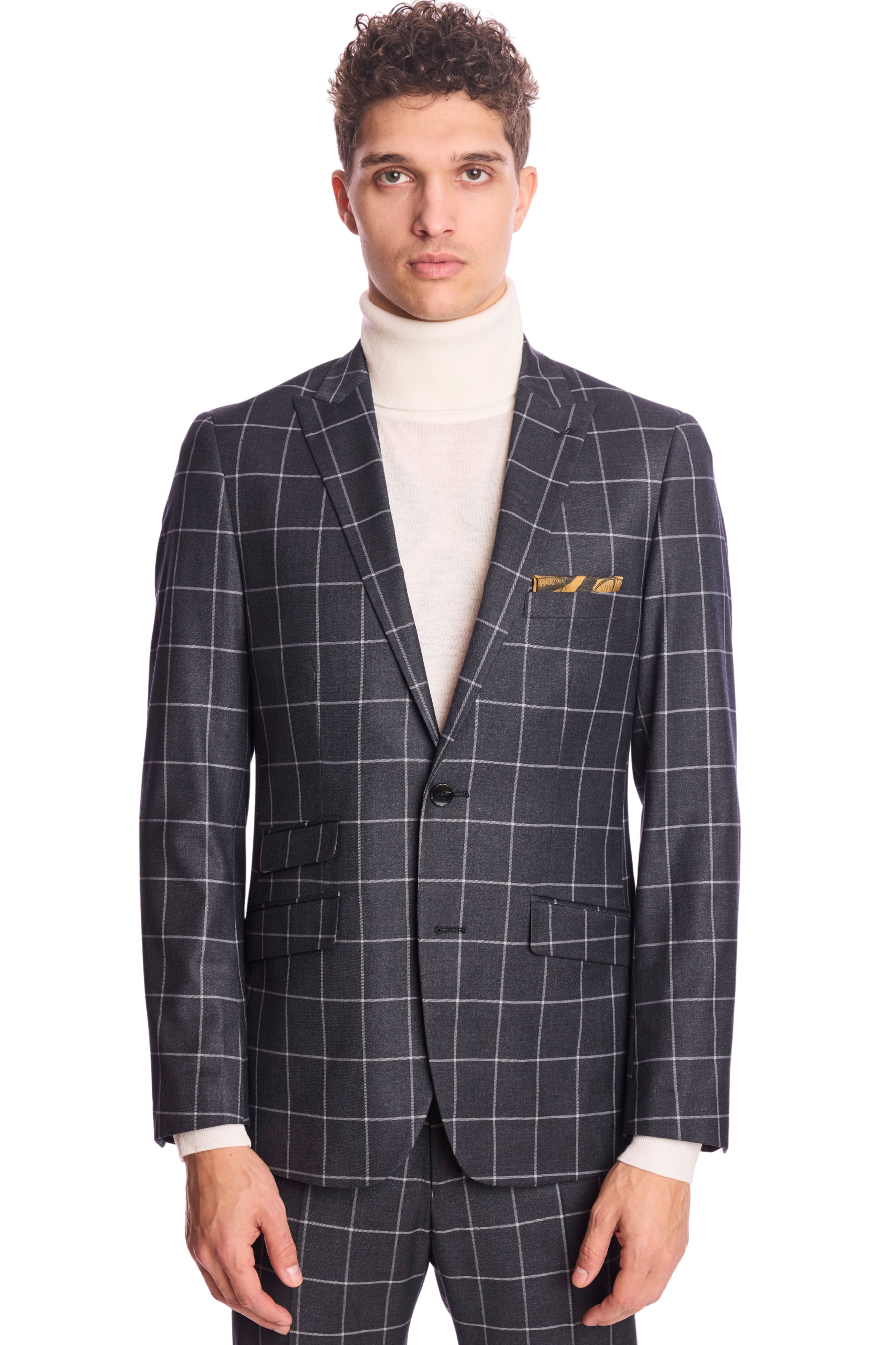 Ashton Peak Jacket - slim - Charcoal Windowpane