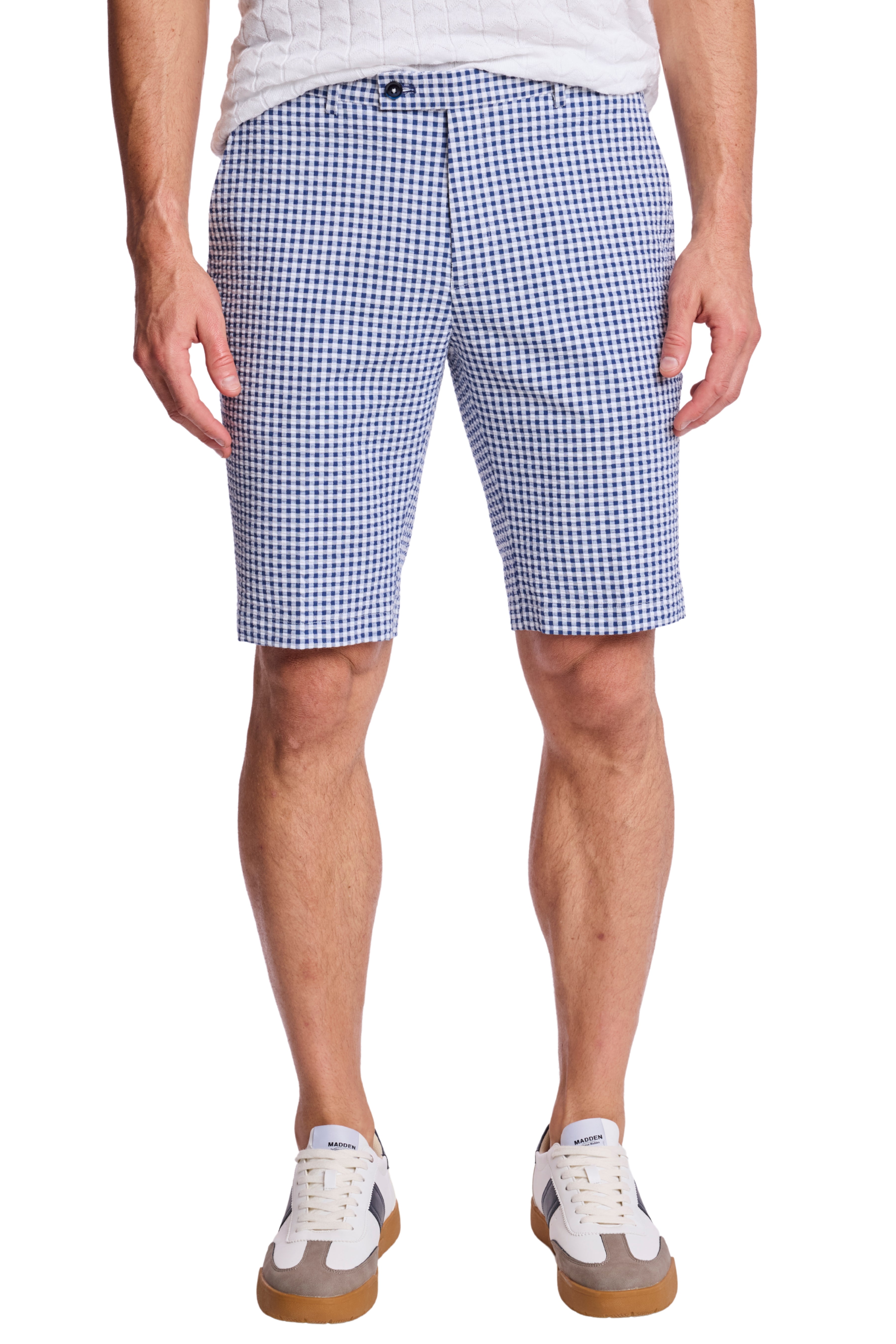 Fairview Shorts - slim - Navy Gingham Seersucker