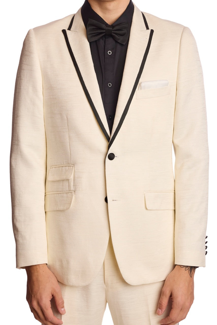 Grosvenor Peak Tux Jacket - slim - Milk White Jacquard