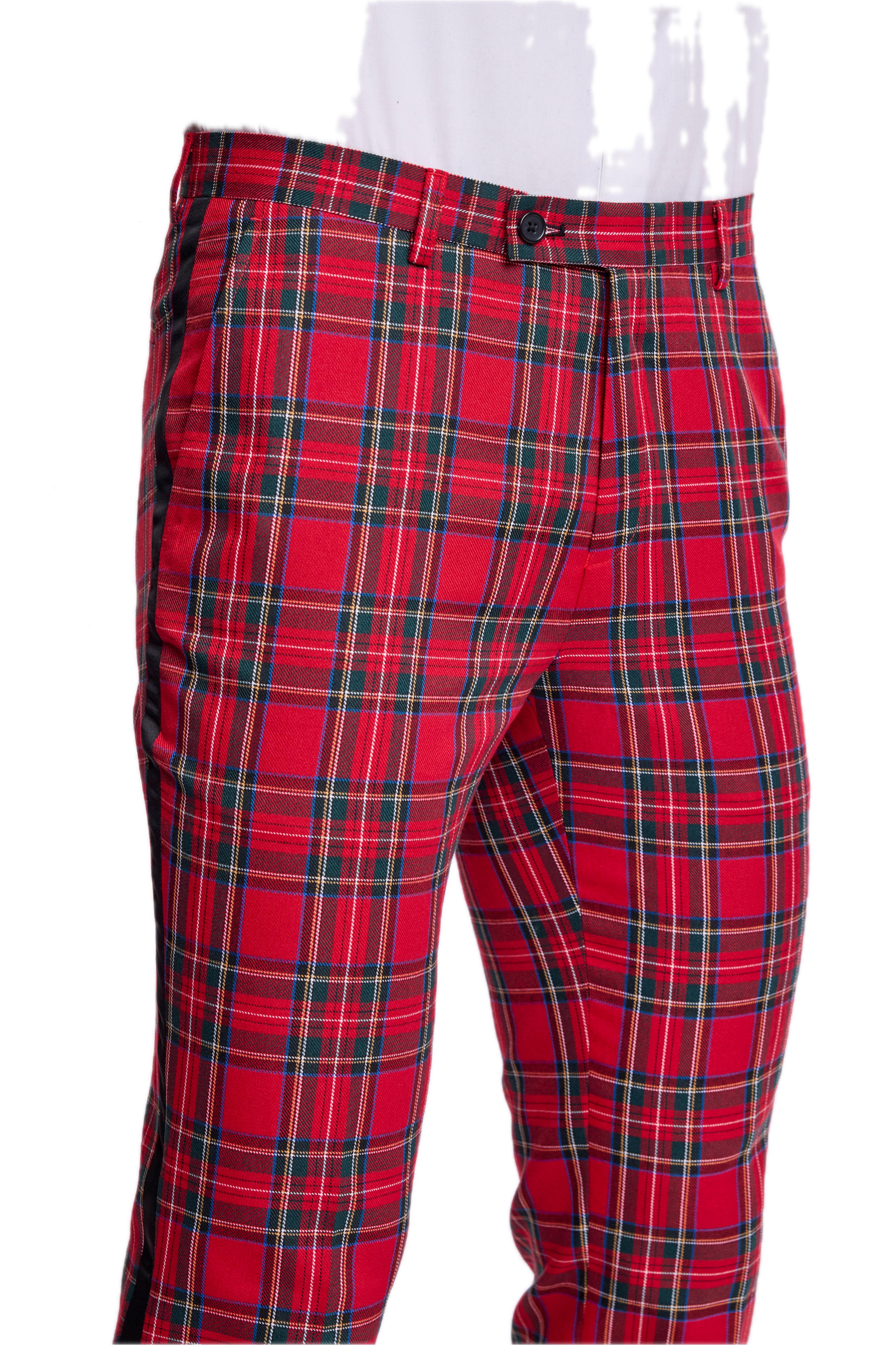 Sloane Tux Pants - slim - Red Royal Tartan