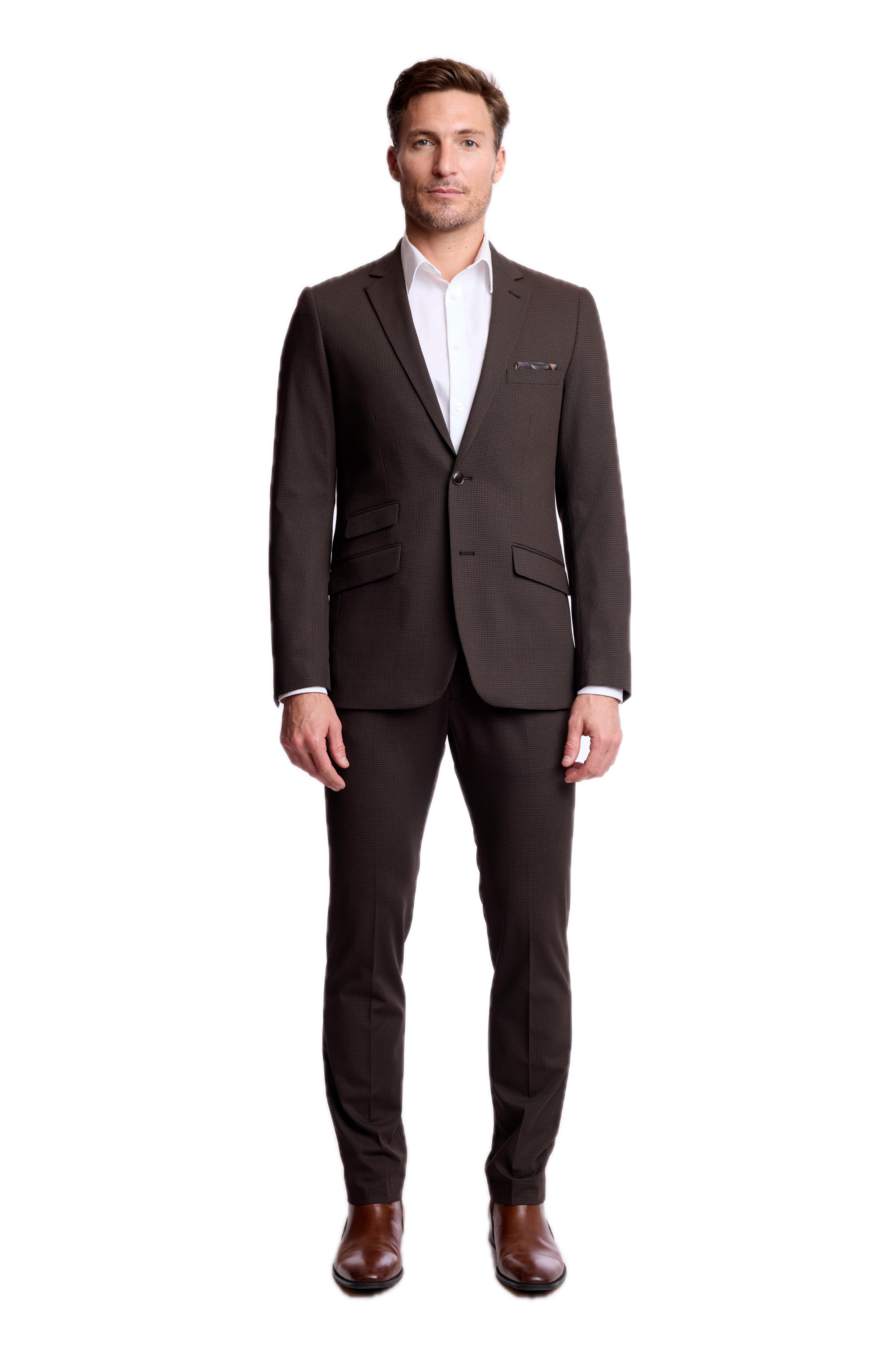Dover Notch Jacket - slim - Chocolate Black Mini Check