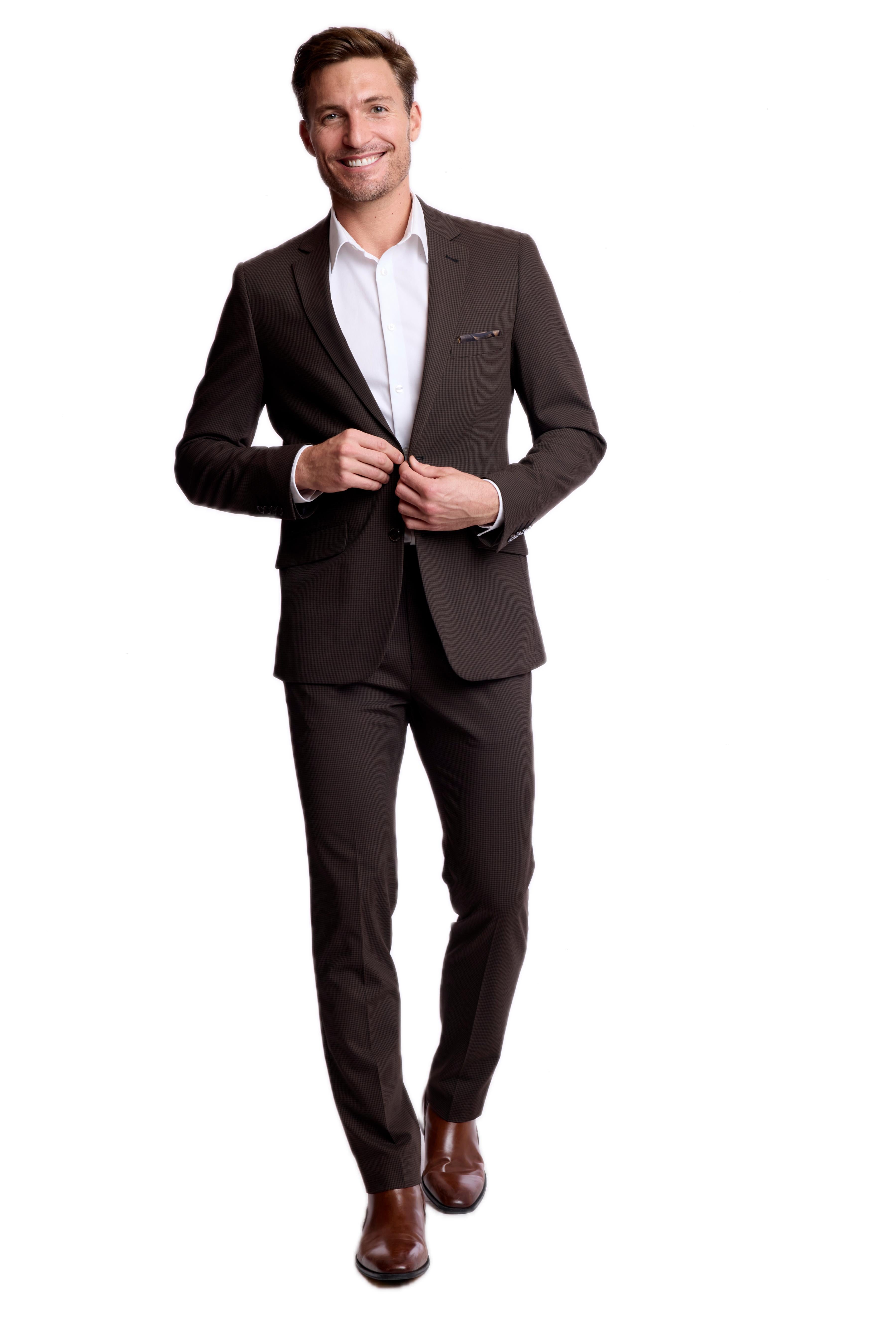 Dover Notch Jacket - slim - Chocolate Black Mini Check