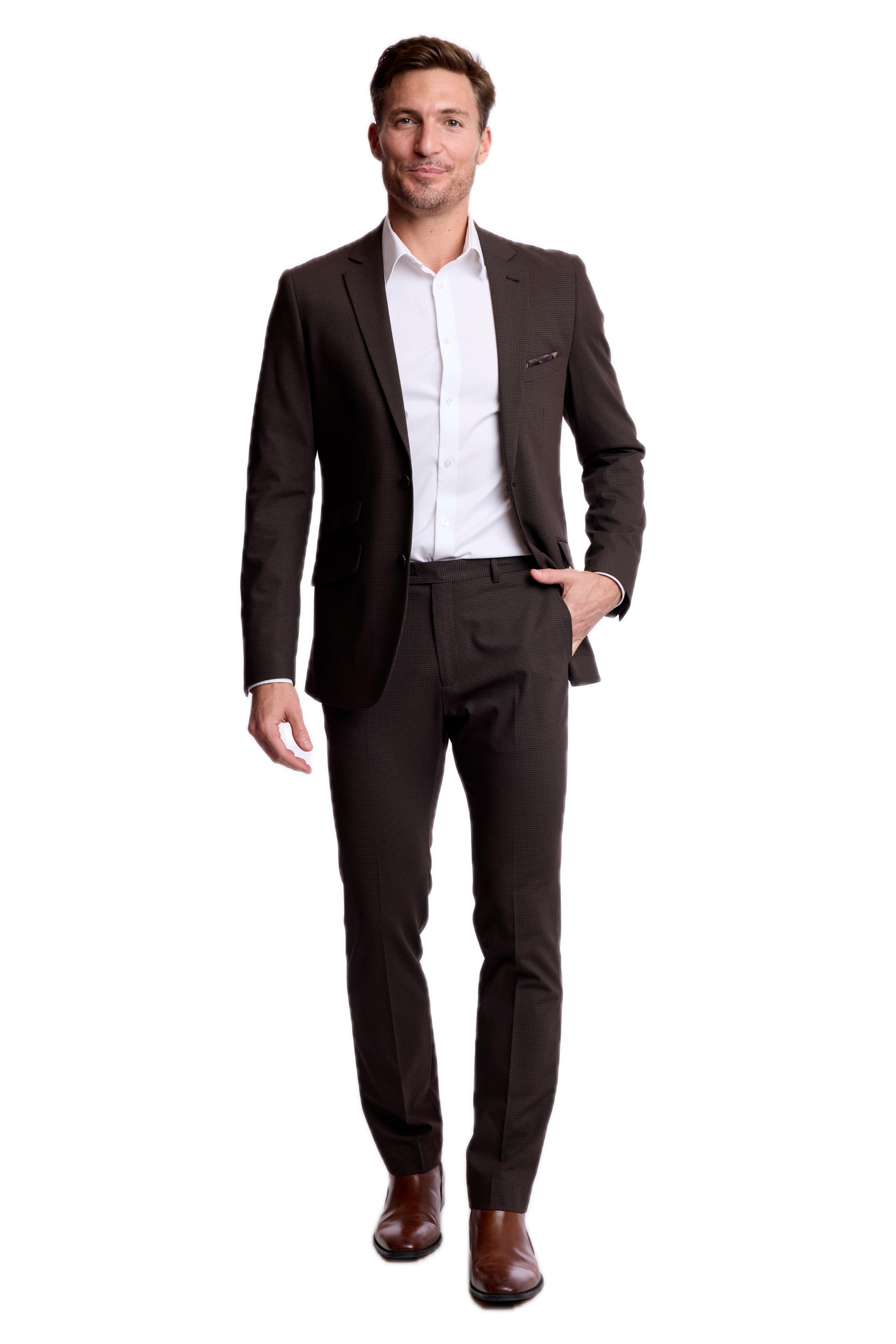 Downing Pants - slim - Choc Black Mini Check