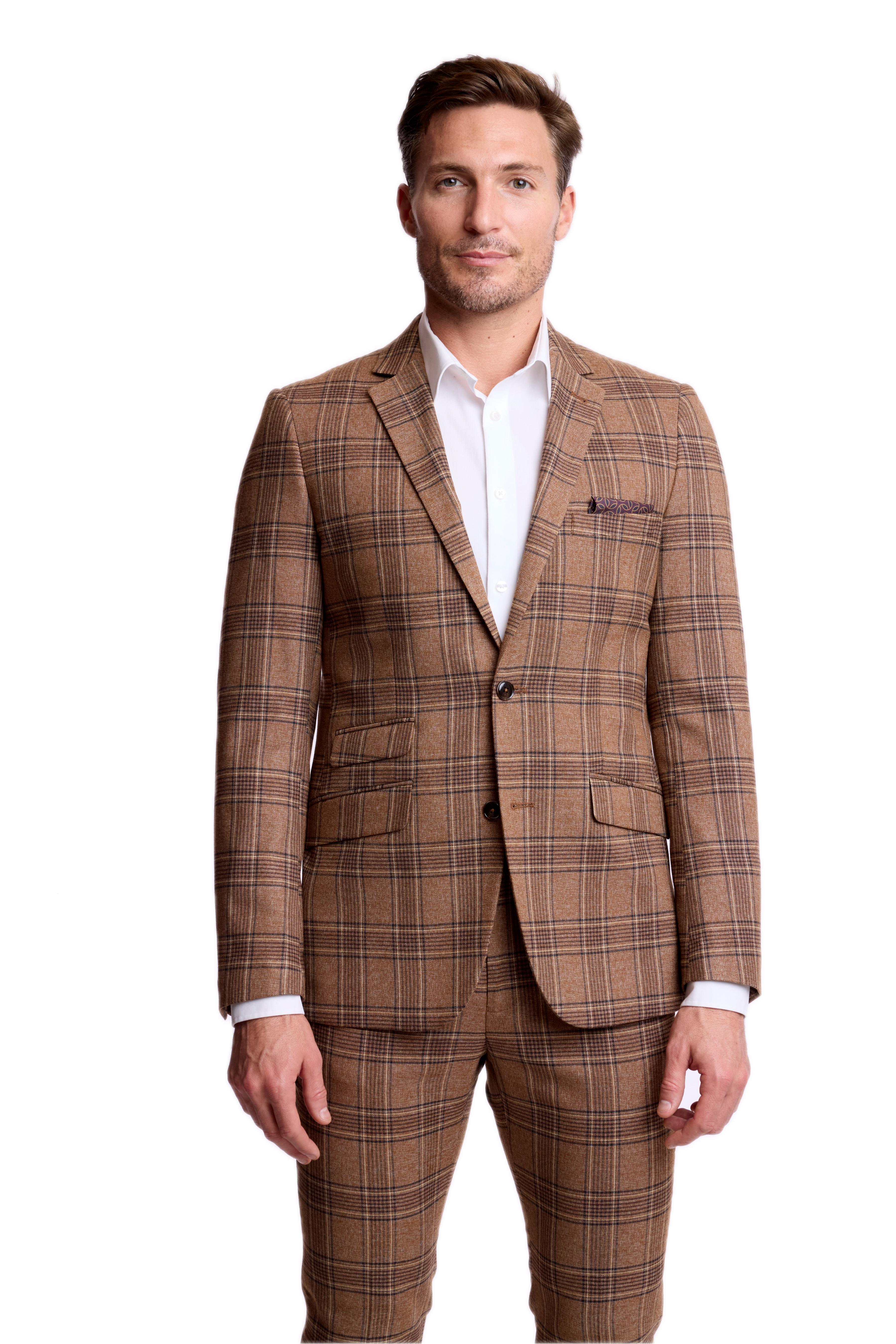 Dover Notch Jacket - slim - Brown Tan Plaid