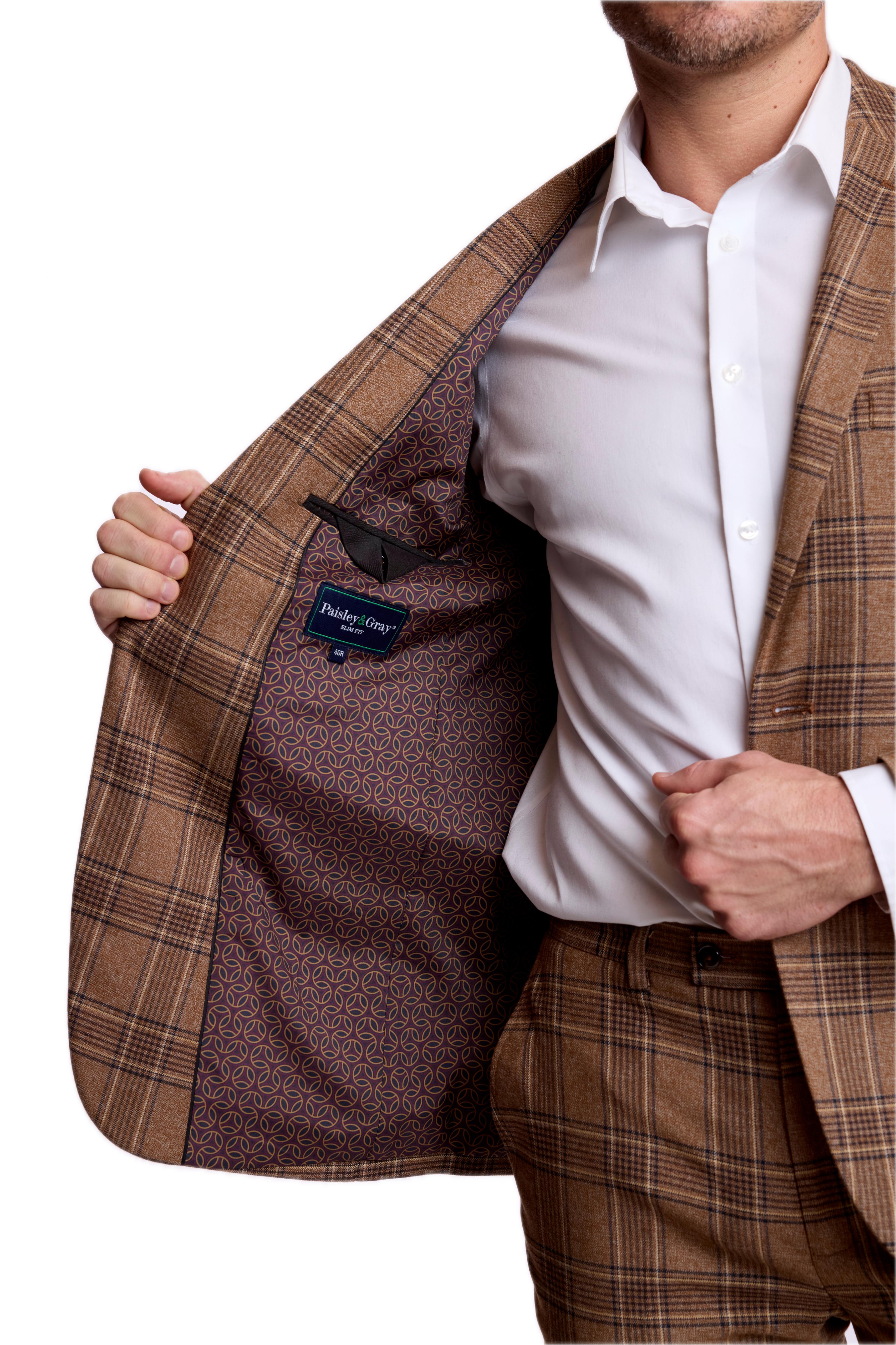 Dover Notch Jacket - slim - Brown Tan Plaid