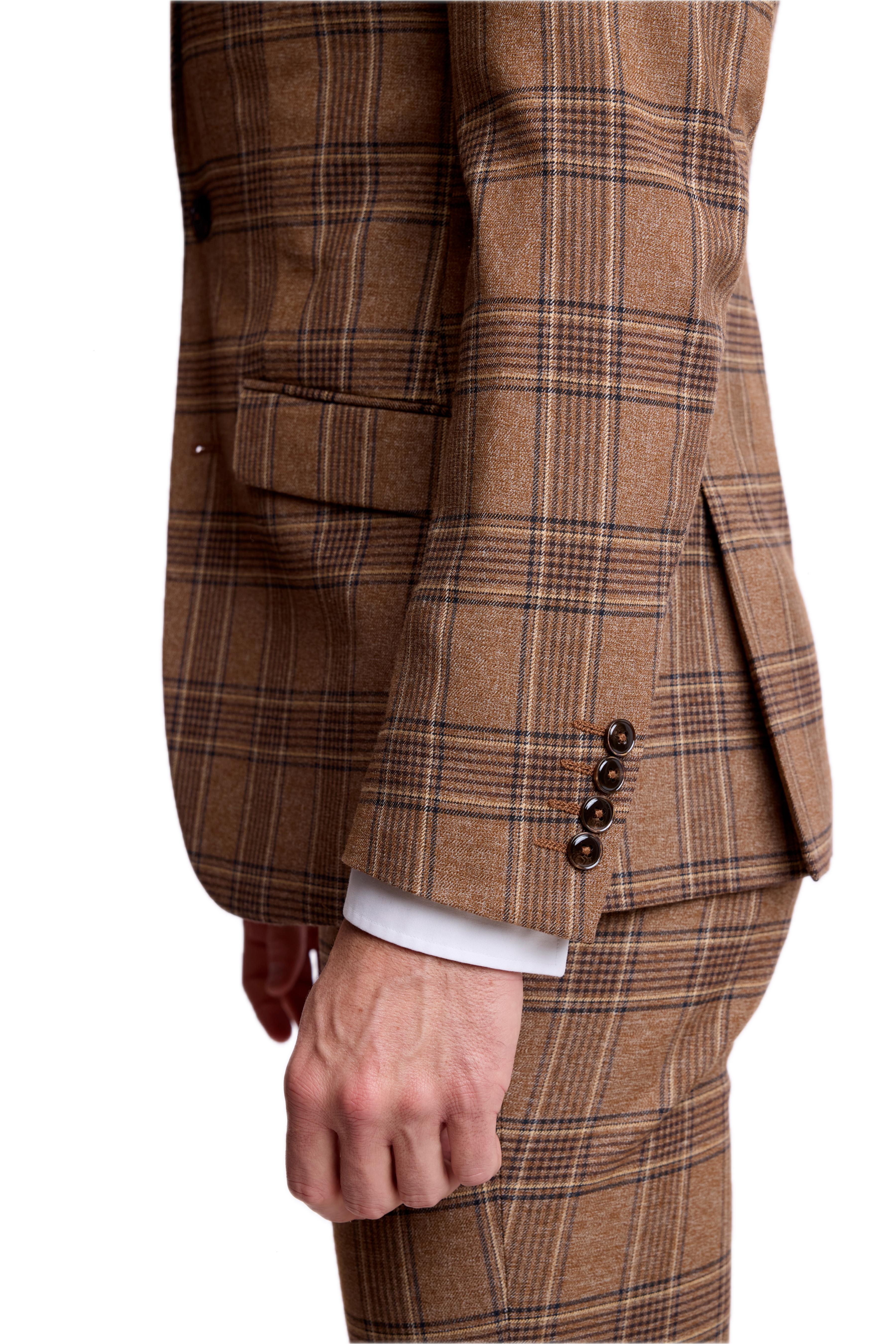 Dover Notch Jacket - slim - Brown Tan Plaid