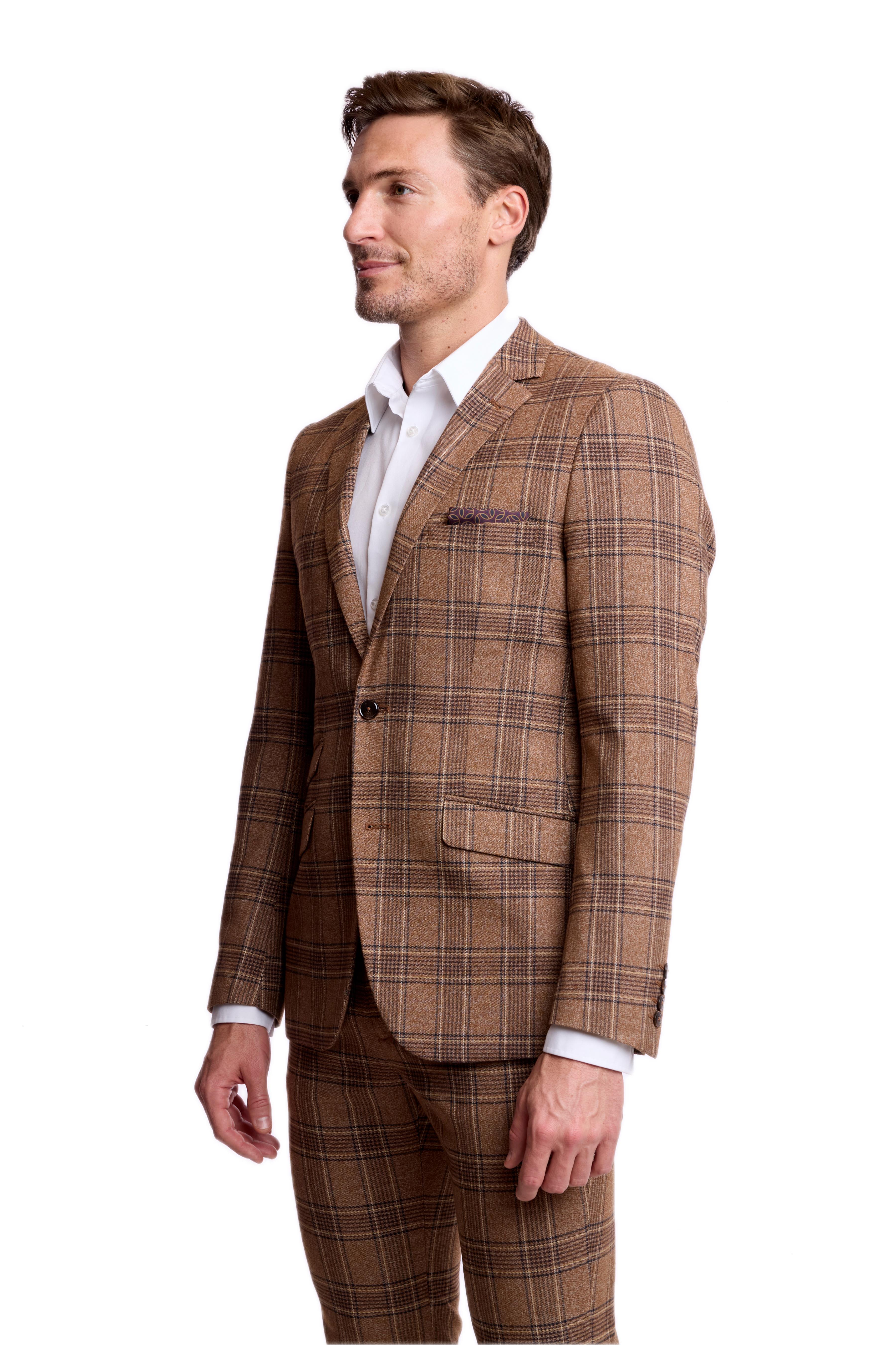 Dover Notch Jacket - slim - Brown Tan Plaid