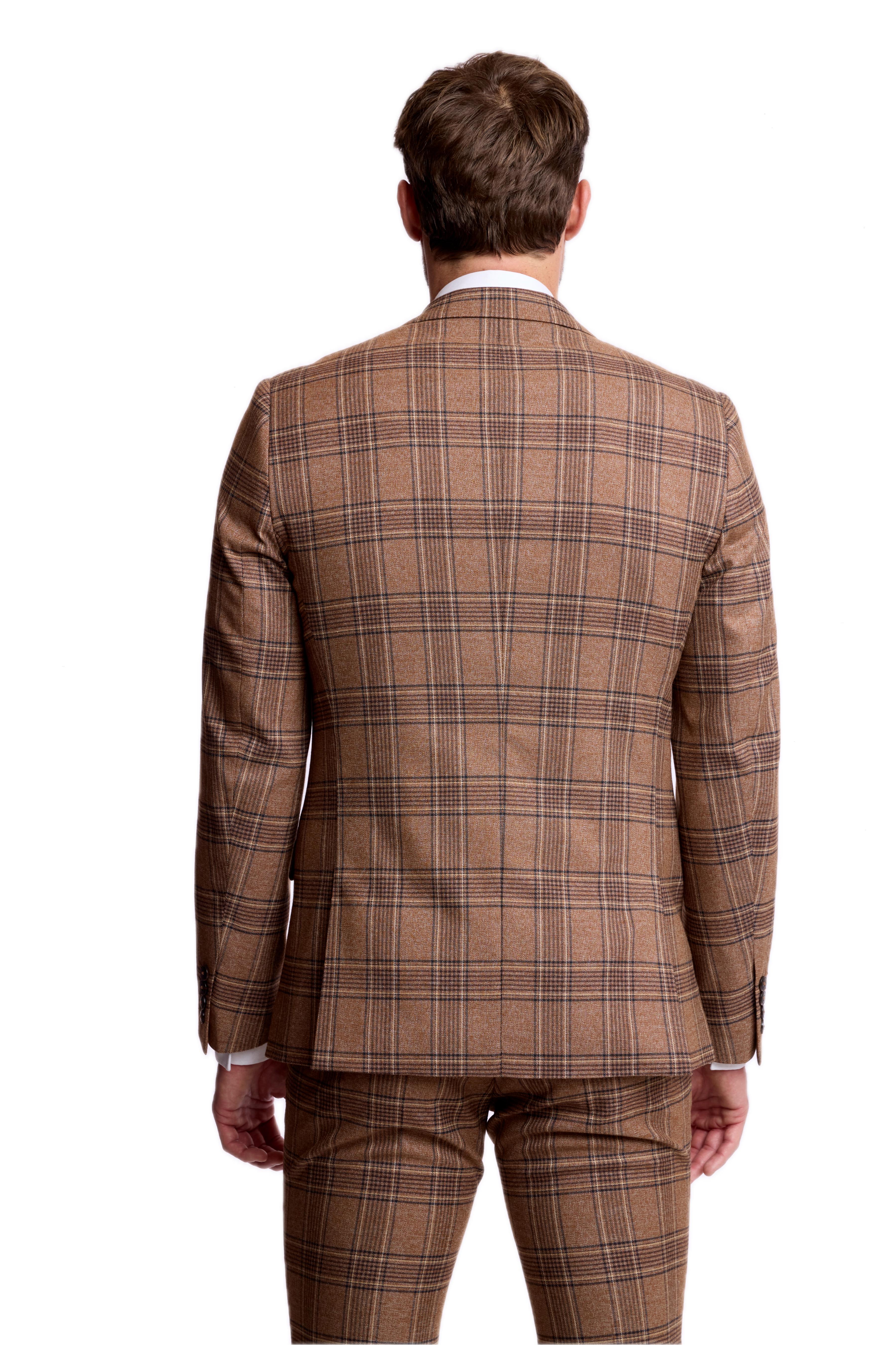 Dover Notch Jacket - slim - Brown Tan Plaid