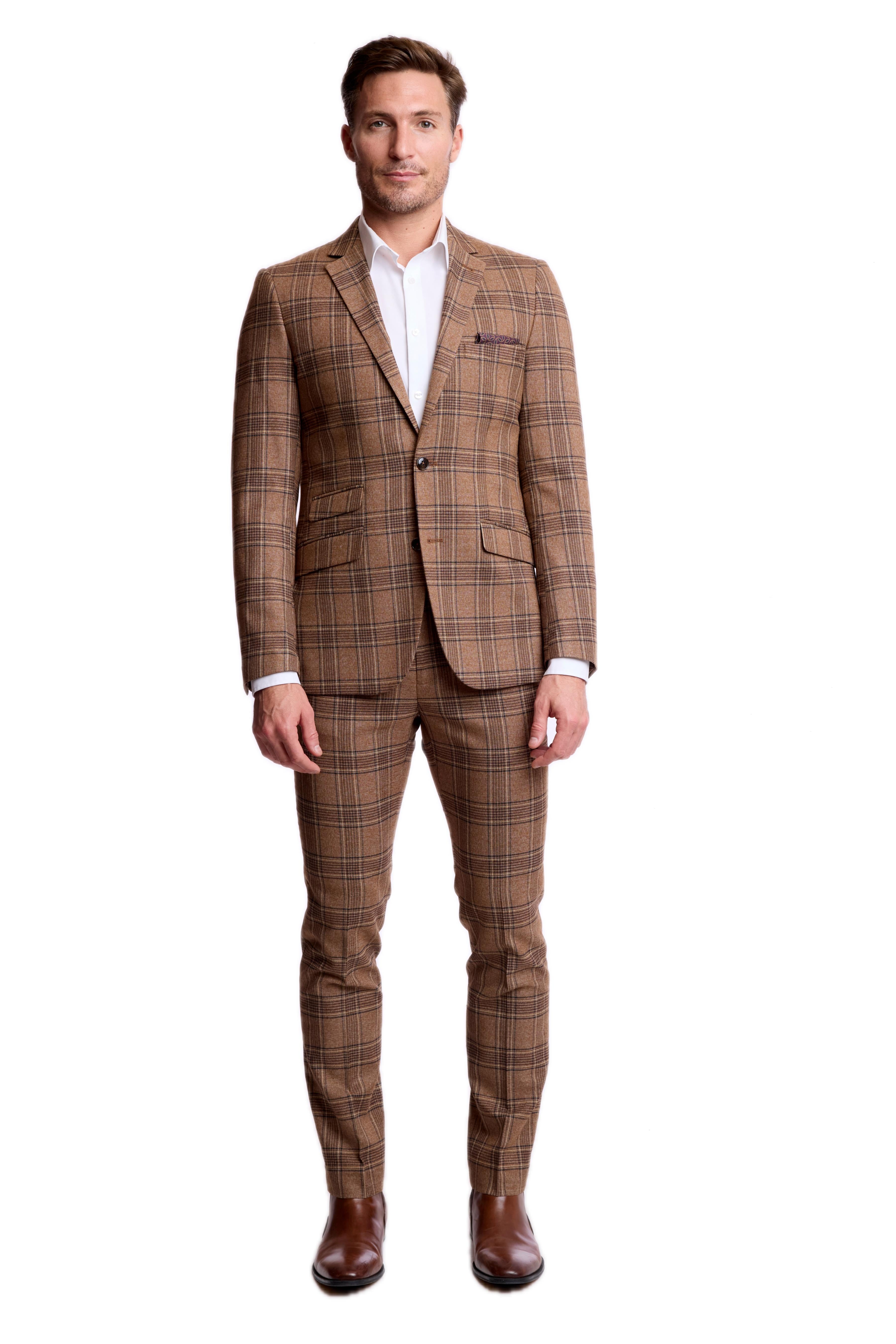 Dover Notch Jacket - slim - Brown Tan Plaid