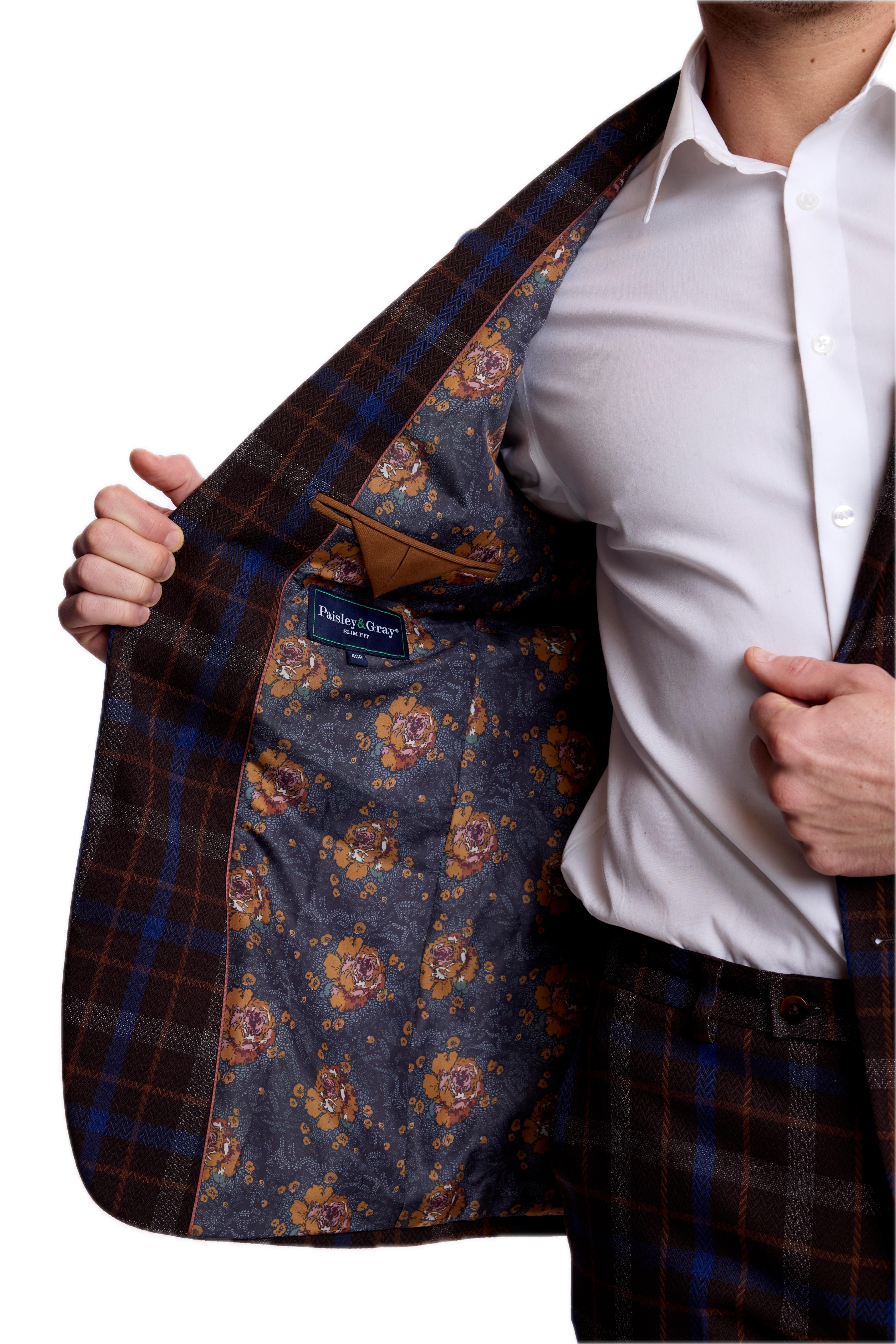 Dover Notch Jacket - slim - Chocolate Royal Rust Check