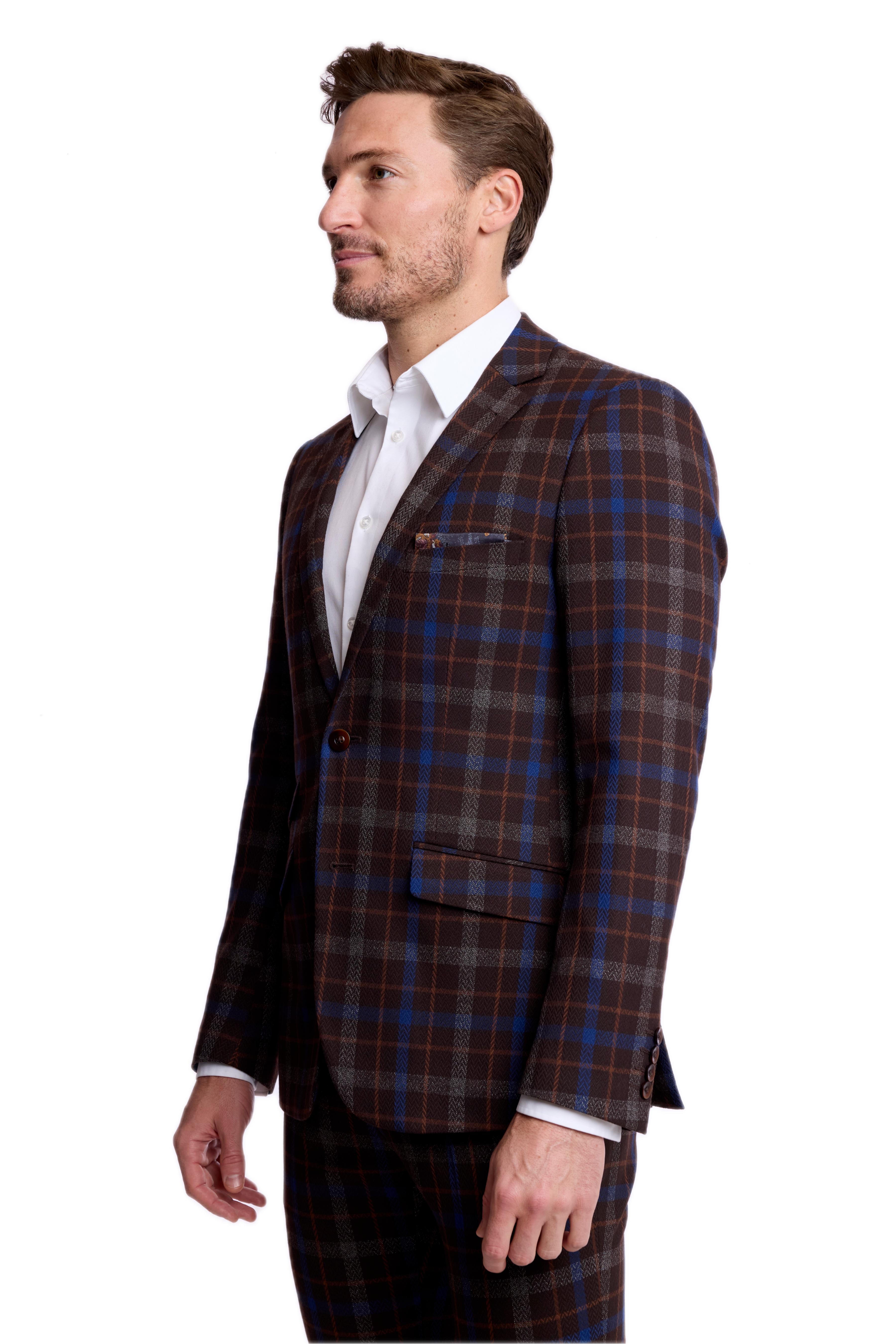 Dover Notch Jacket - slim - Chocolate Royal Rust Check