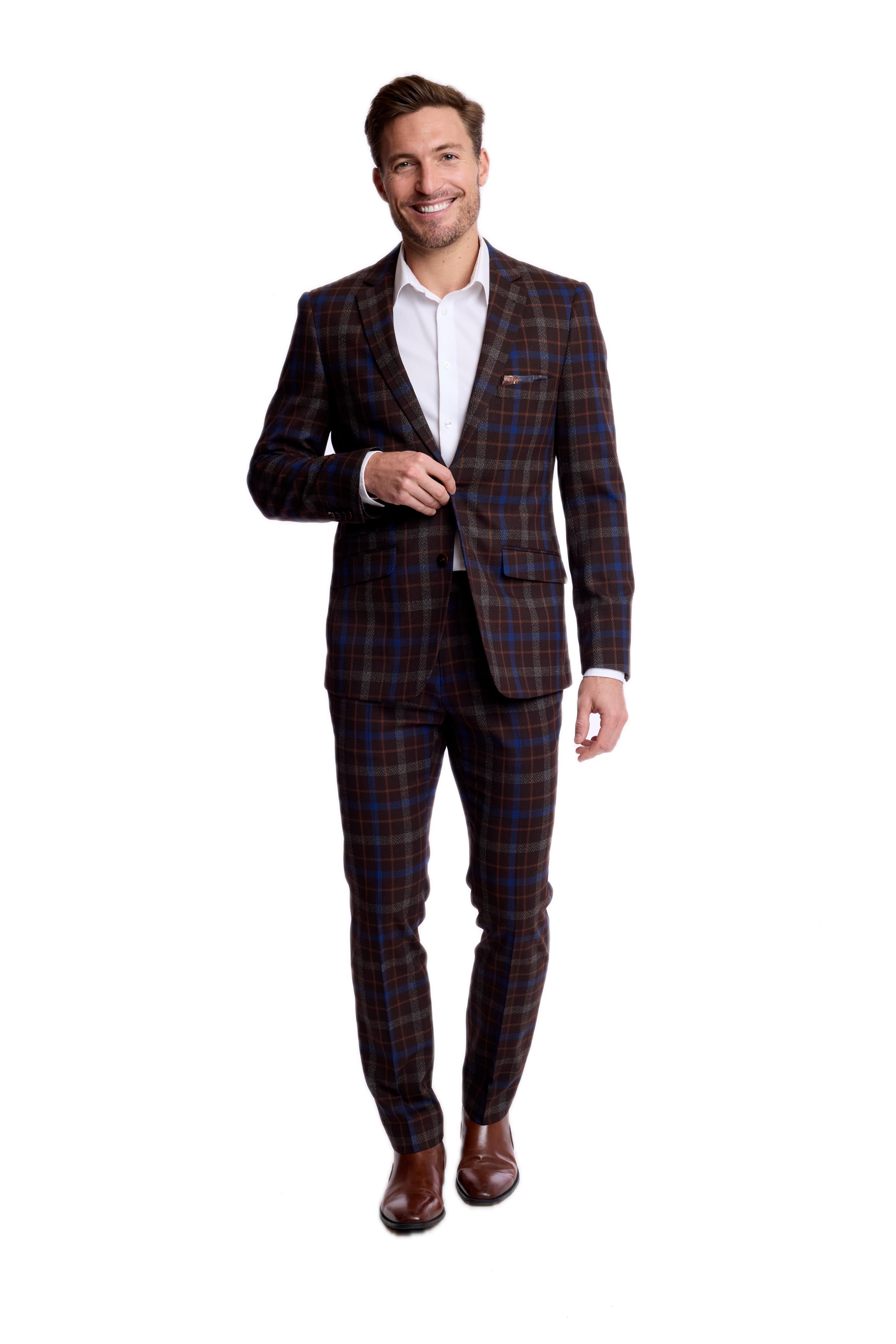 Dover Notch Jacket - slim - Chocolate Royal Rust Check
