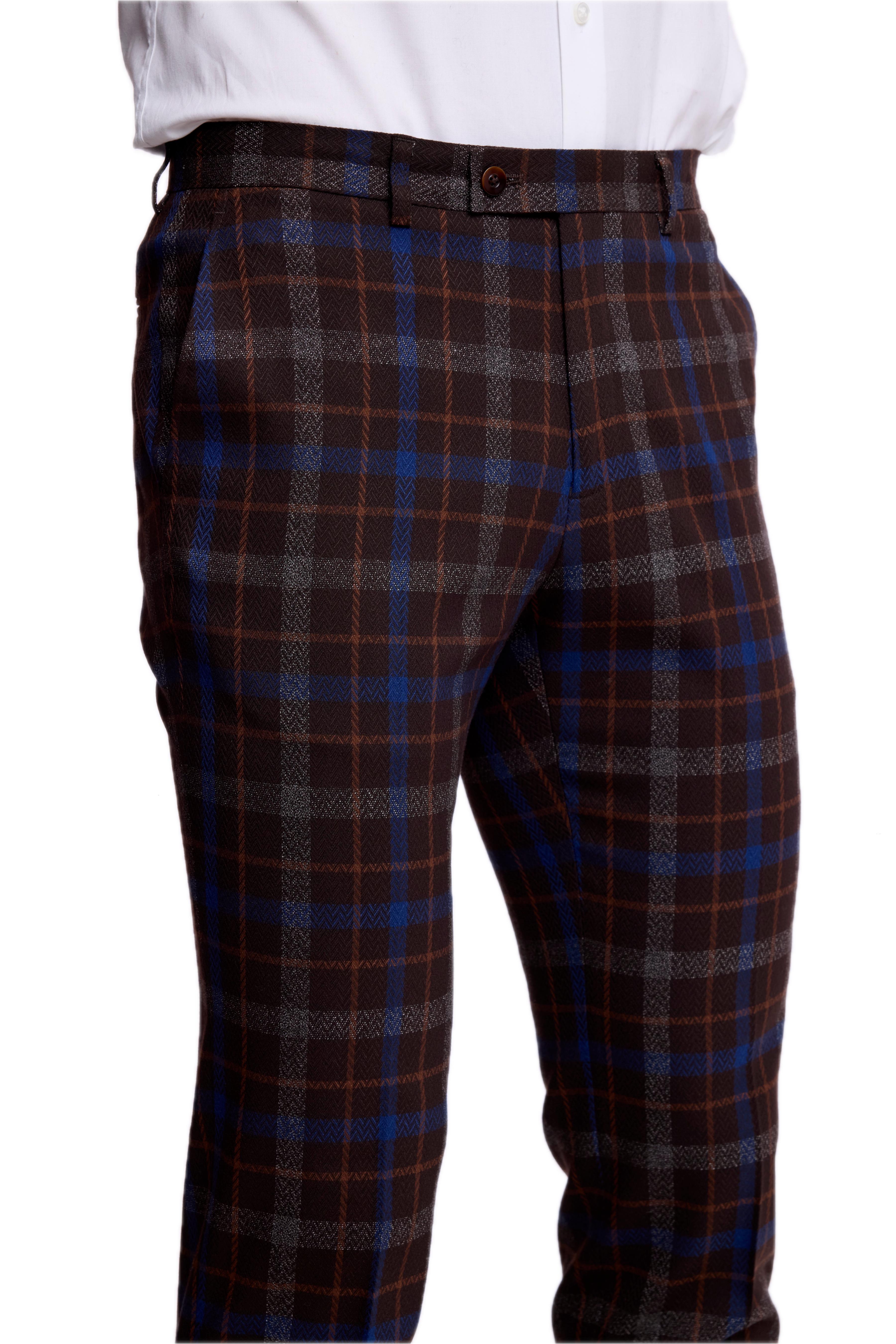 Downing Pants - slim - Chocolate Royal Rust Check