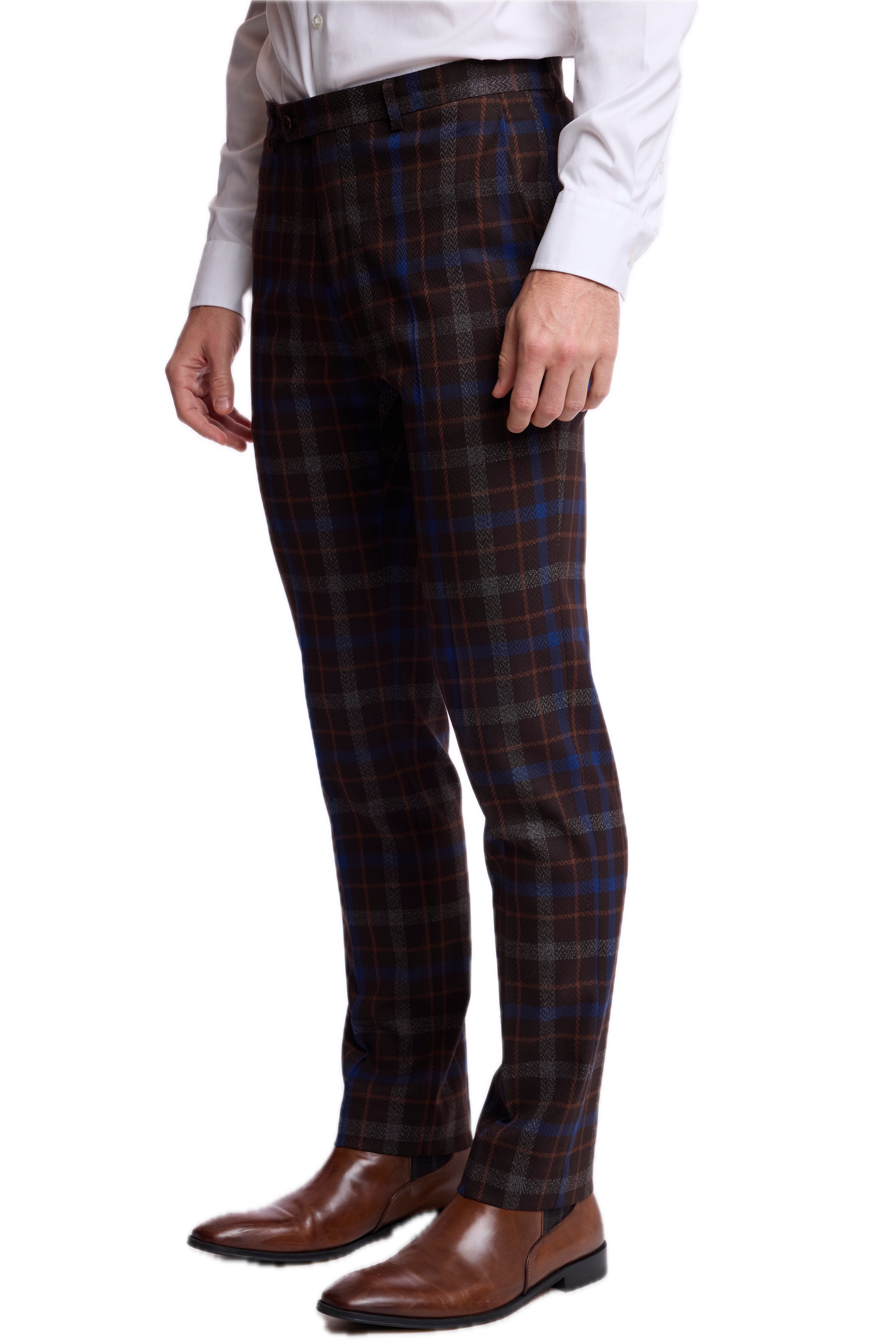 Downing Pants - slim - Chocolate Royal Rust Check