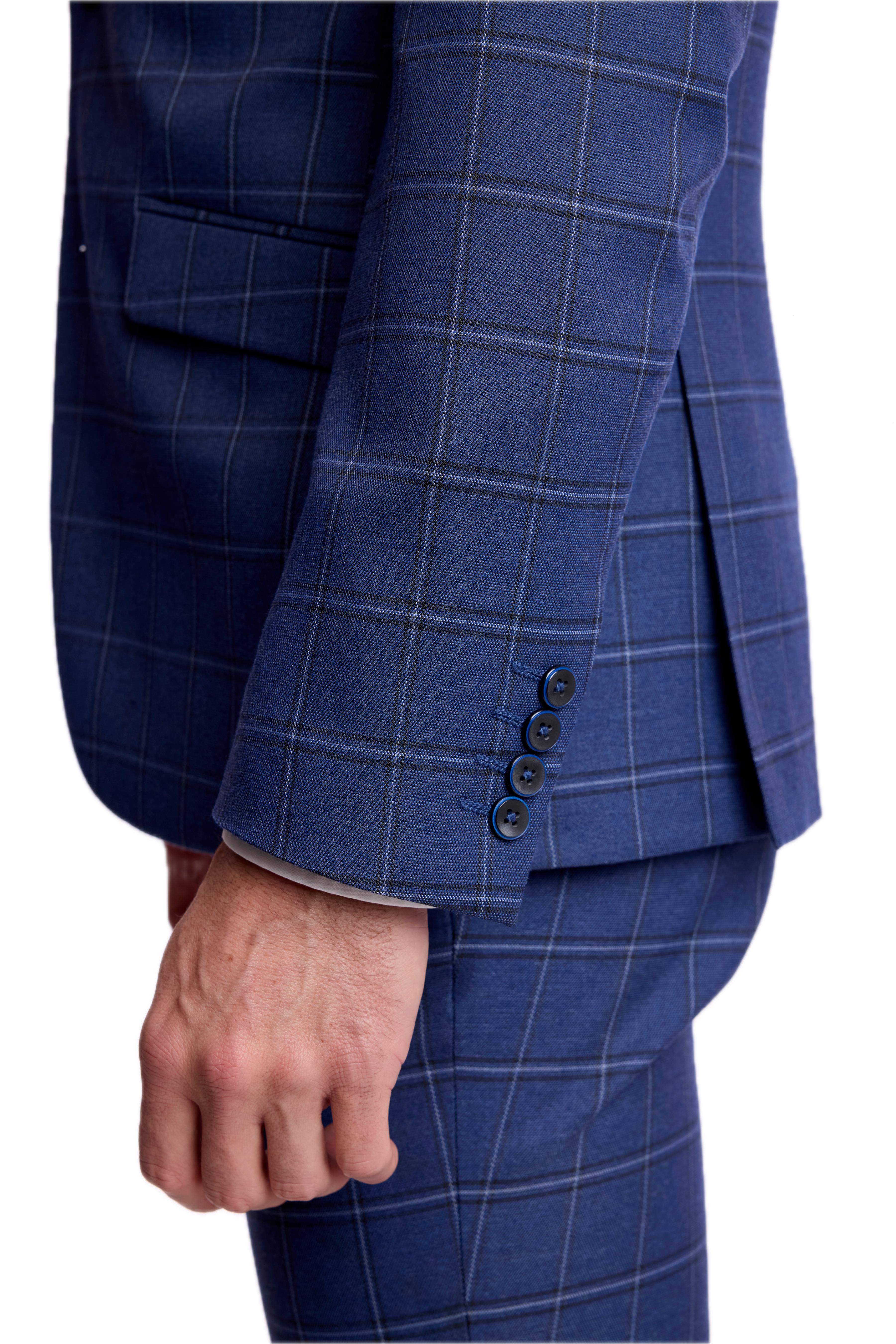 Dover Notch Jacket - slim - Dark Blue Windowpane