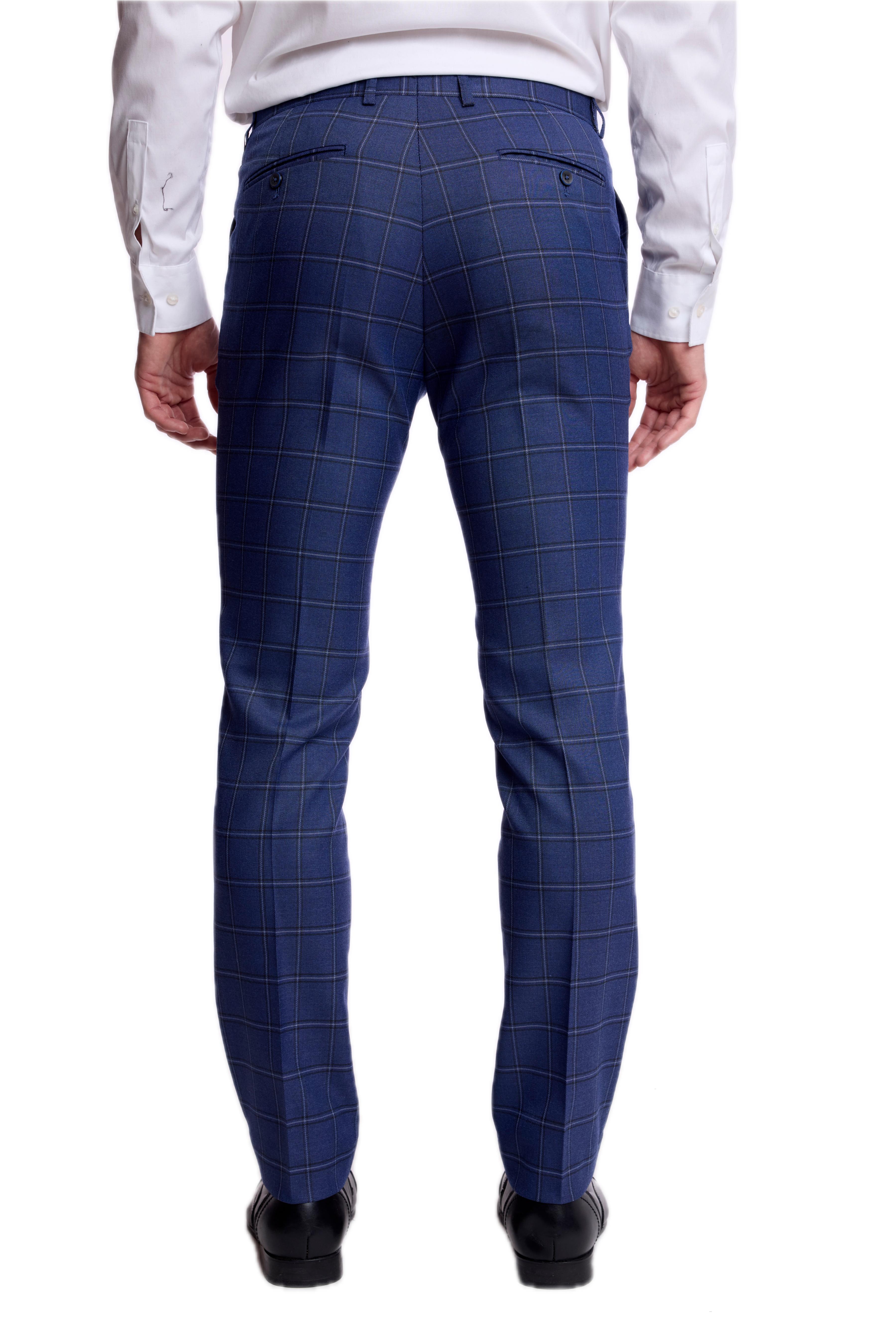 Downing Pants - slim - Dark Blue Windowpane