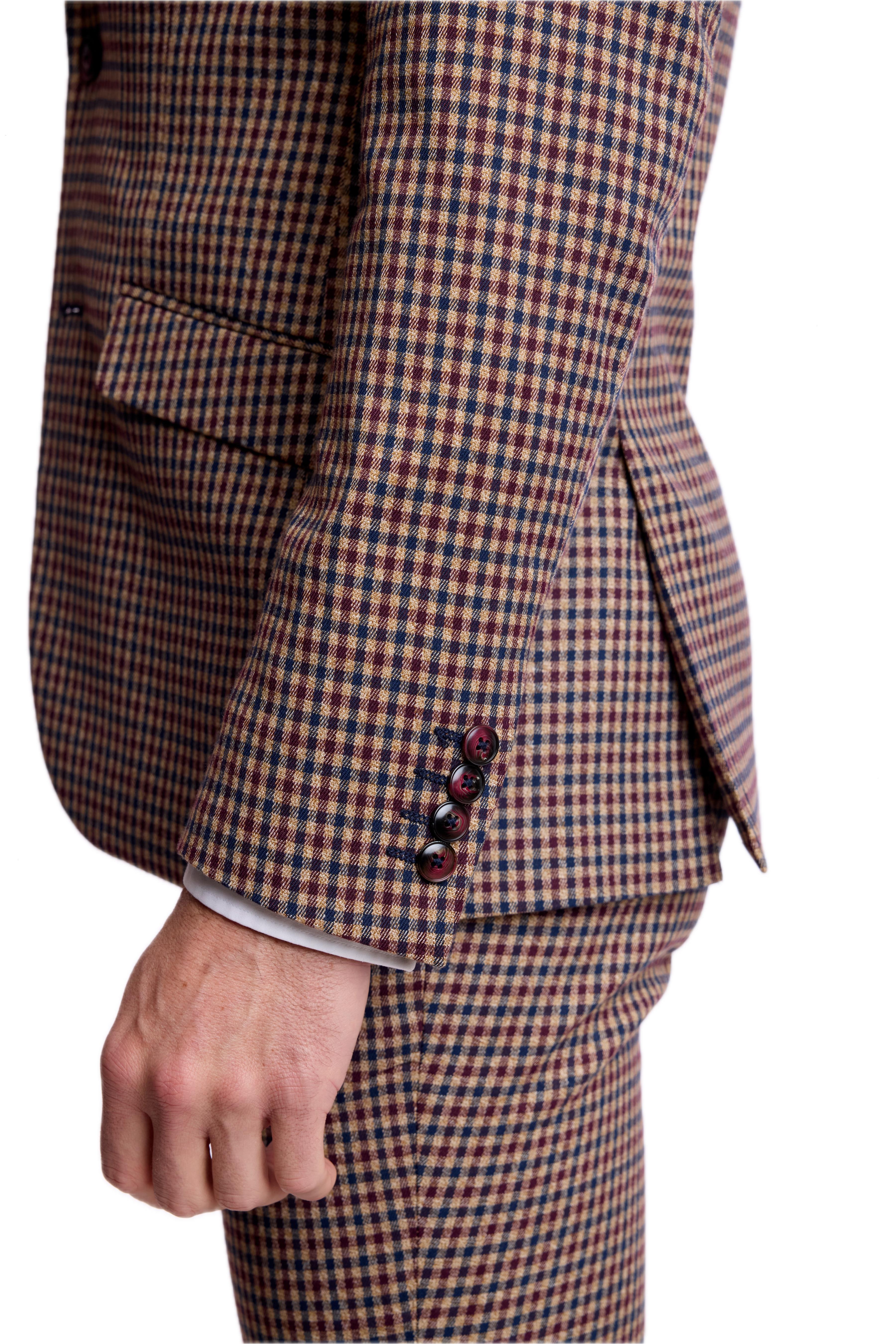 Dover Notch Jacket - slim - Burgundy Navy Tan Fall Gingham