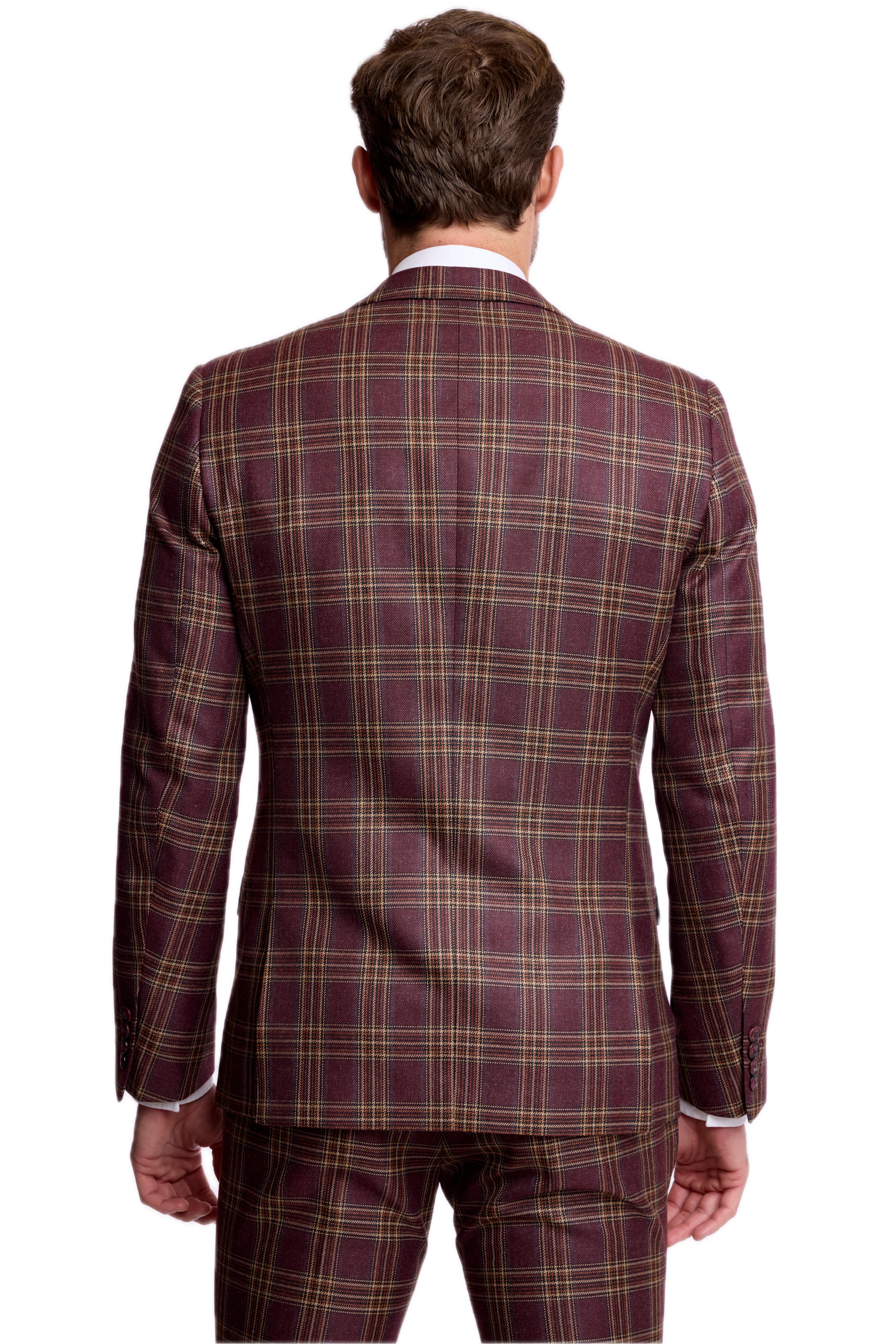 Dover Notch Jacket - slim - Burgundy Tan Check