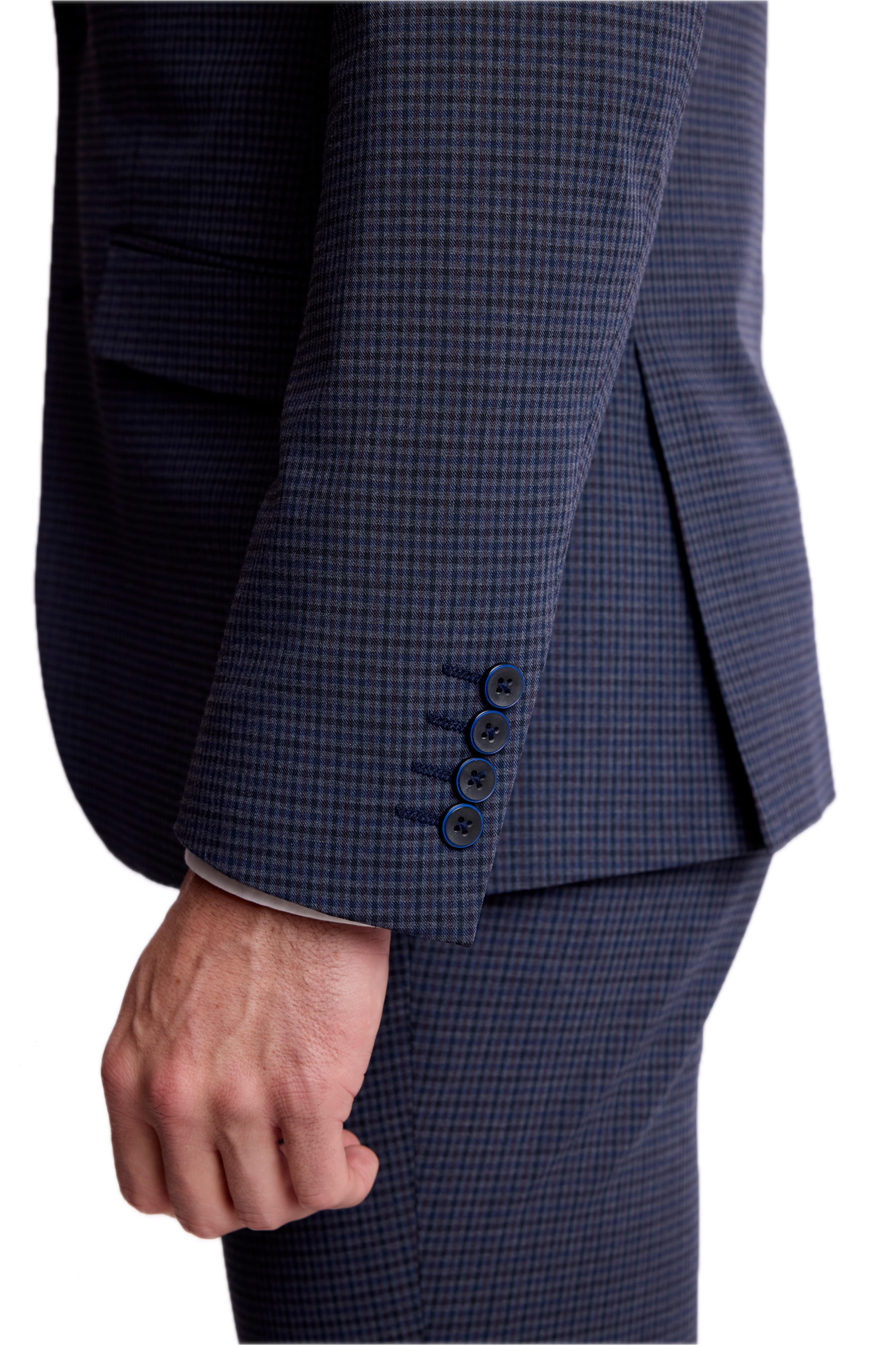 Ashton Peak Jacket - slim - Navy Burgundy Gingham