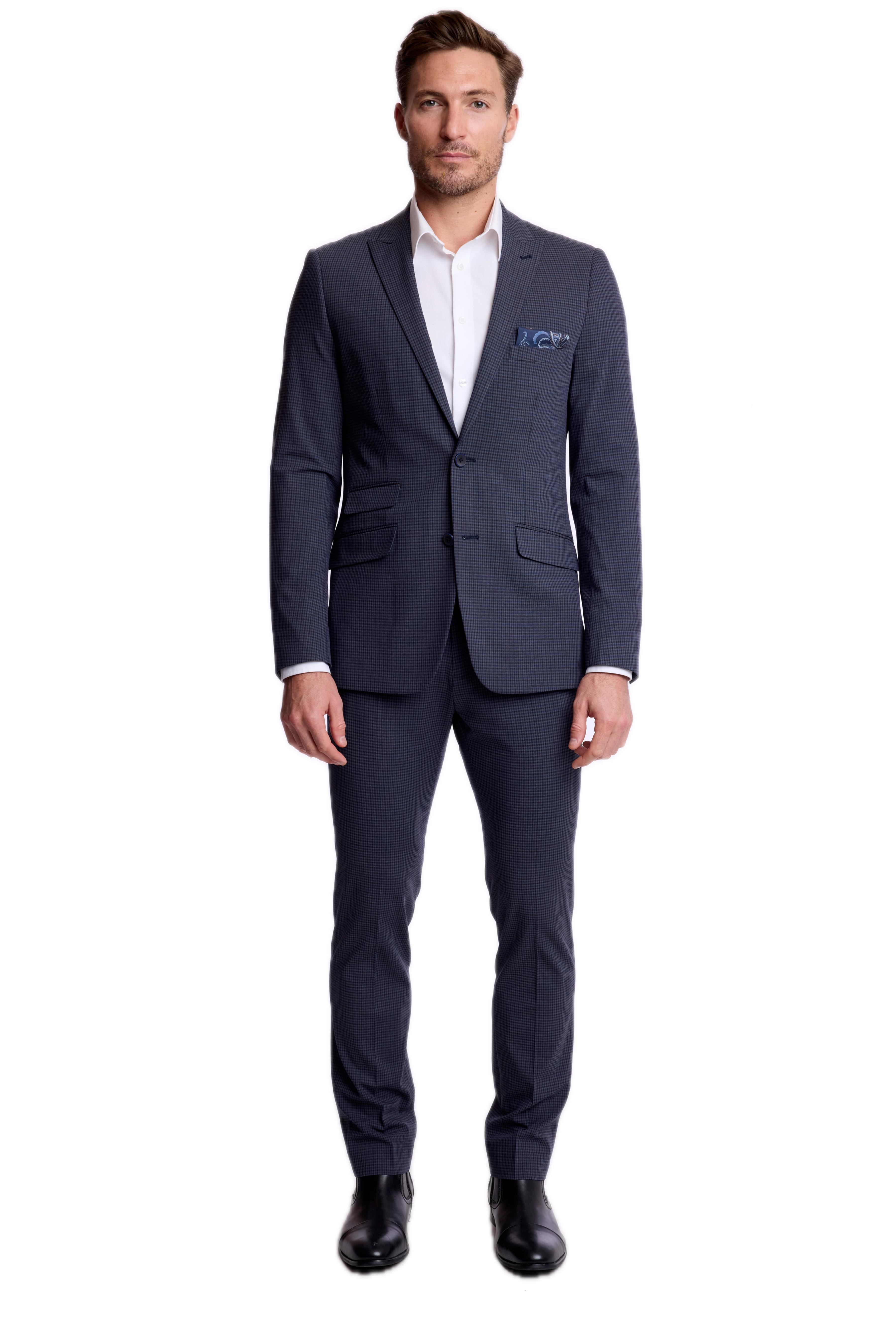 Ashton Peak Jacket - slim - Navy Burgundy Gingham