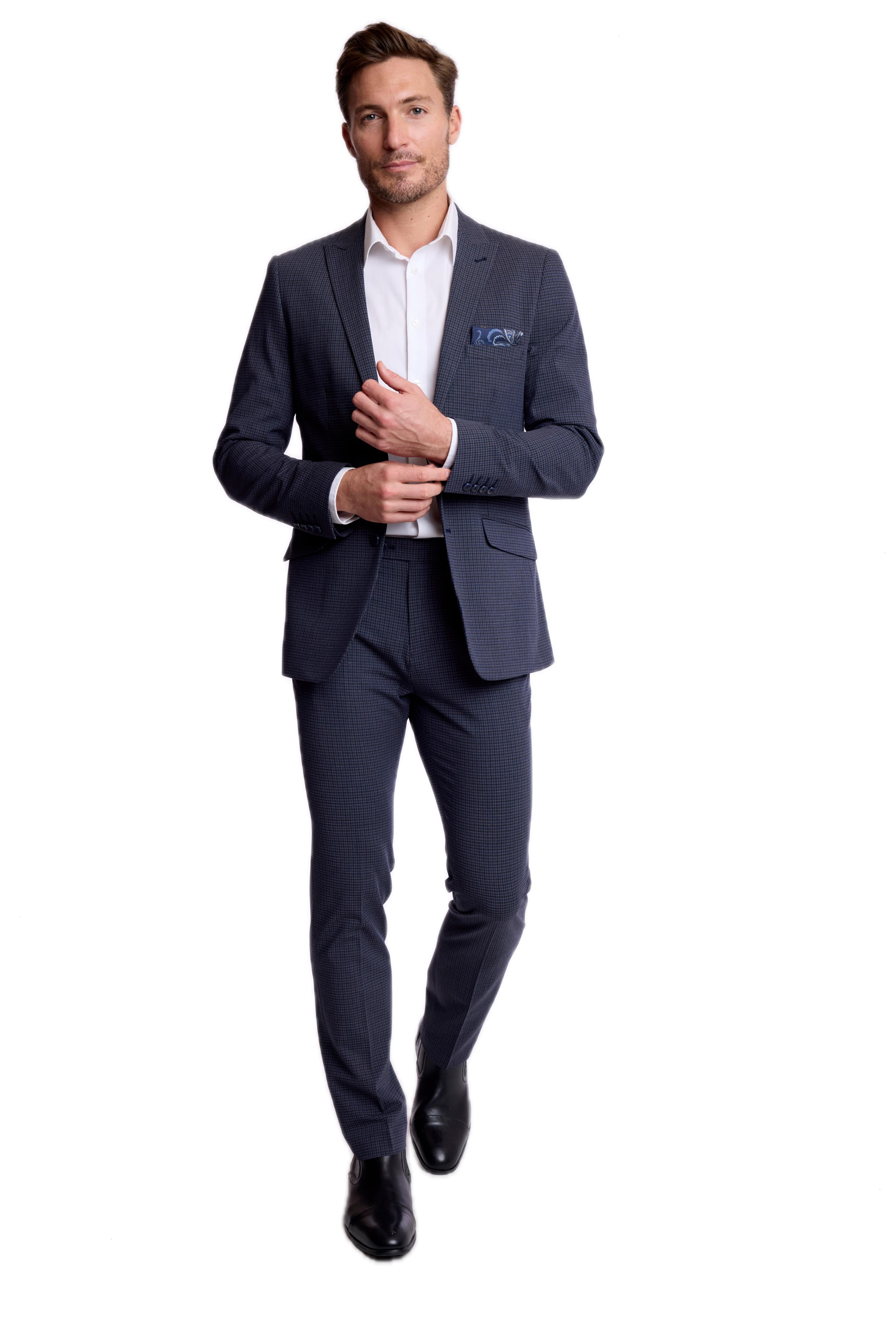 Ashton Peak Jacket - slim - Navy Burgundy Gingham