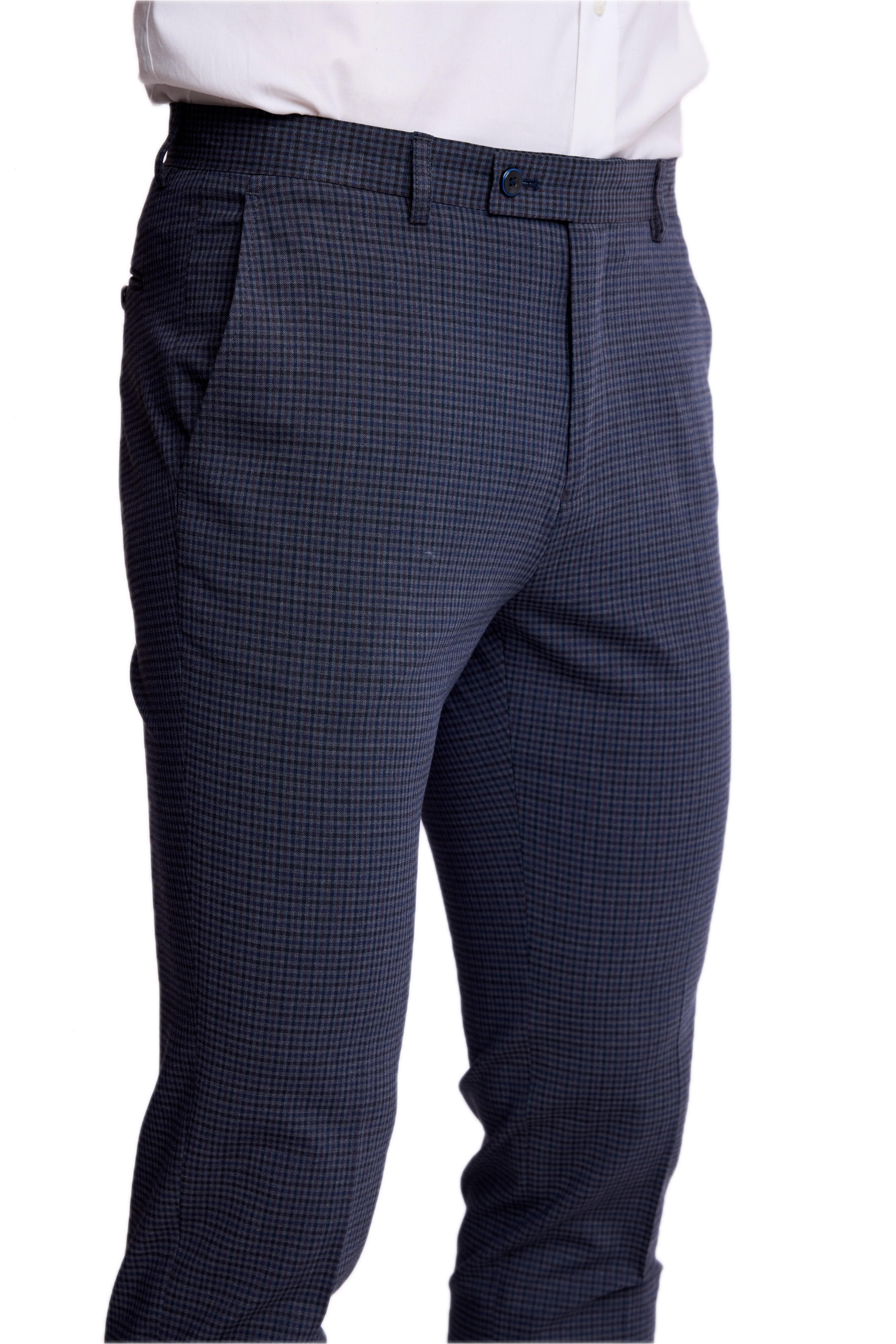Downing Pants - slim - Navy Burgundy Gingham