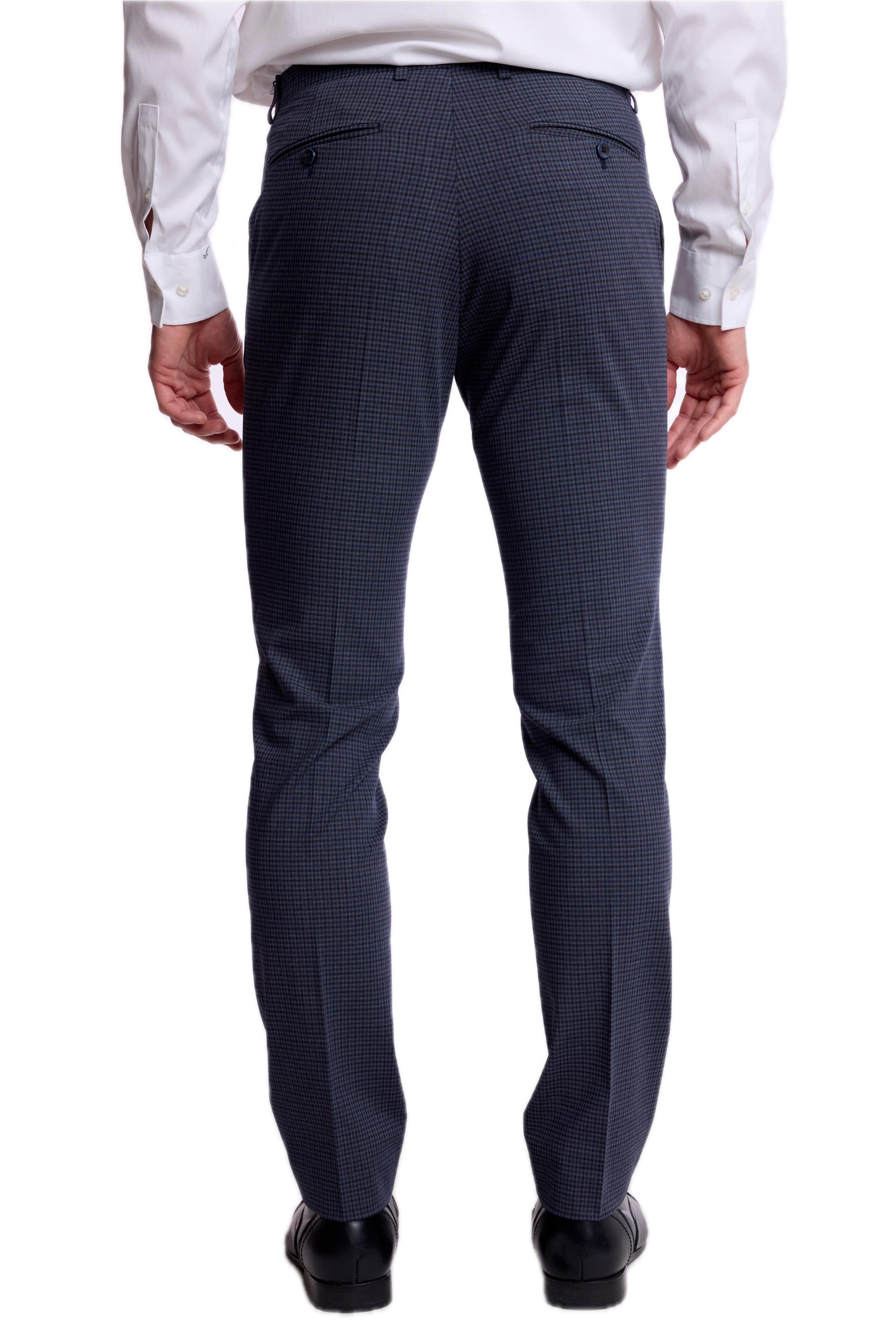 Downing Pants - slim - Navy Burgundy Gingham