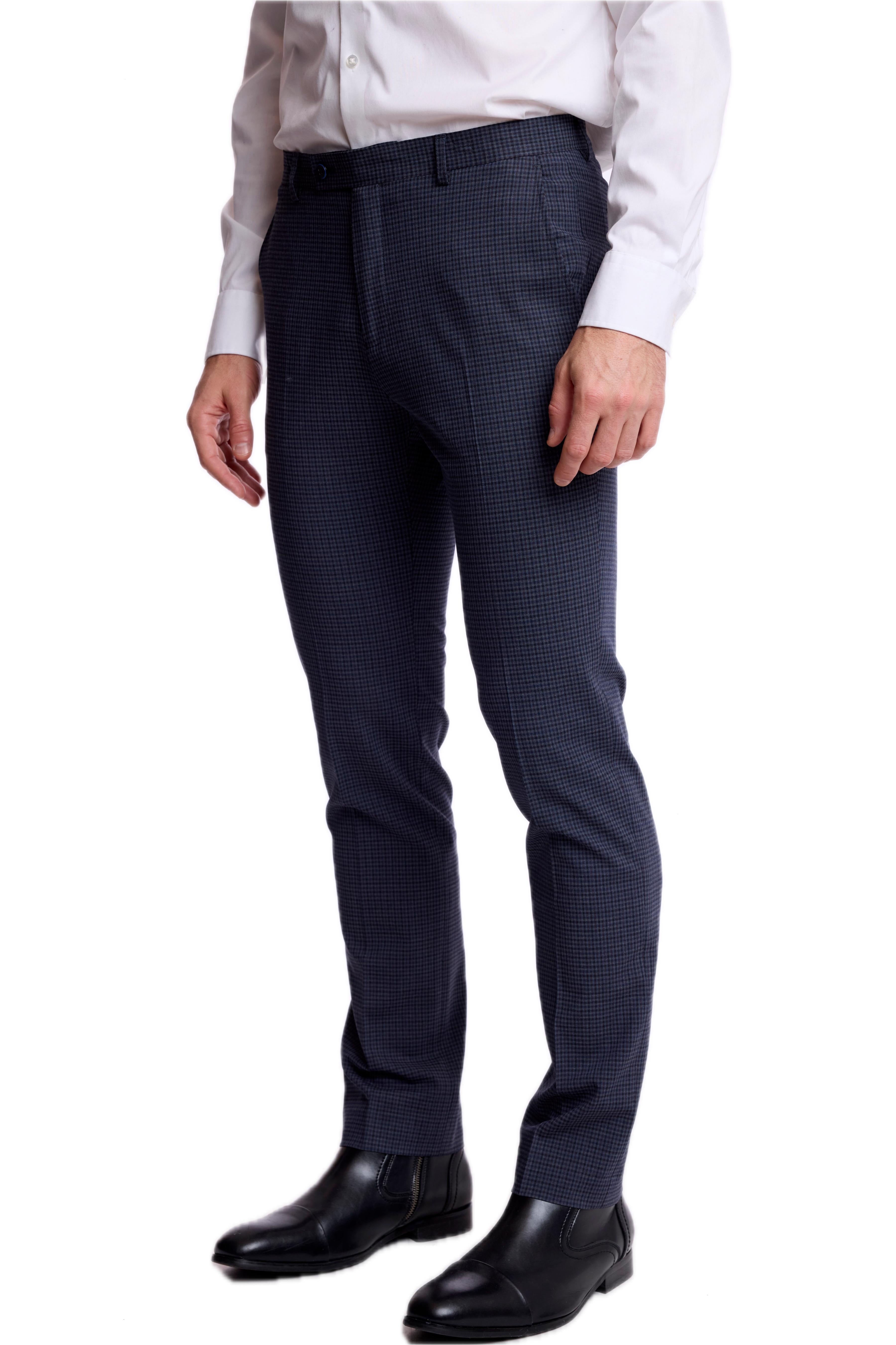 Downing Pants - slim - Navy Burgundy Gingham