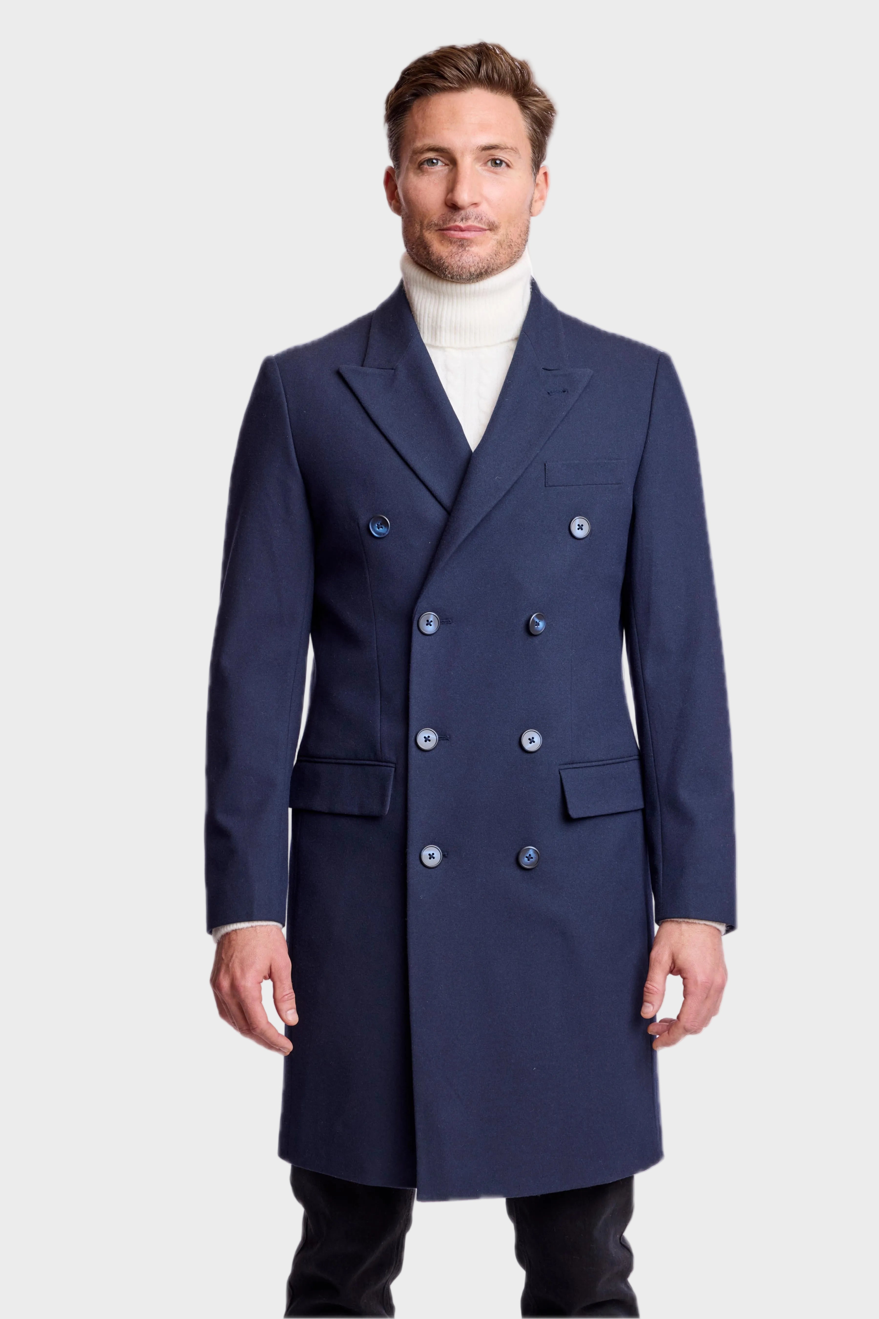 Peak DB Overcoat - slim - Navy