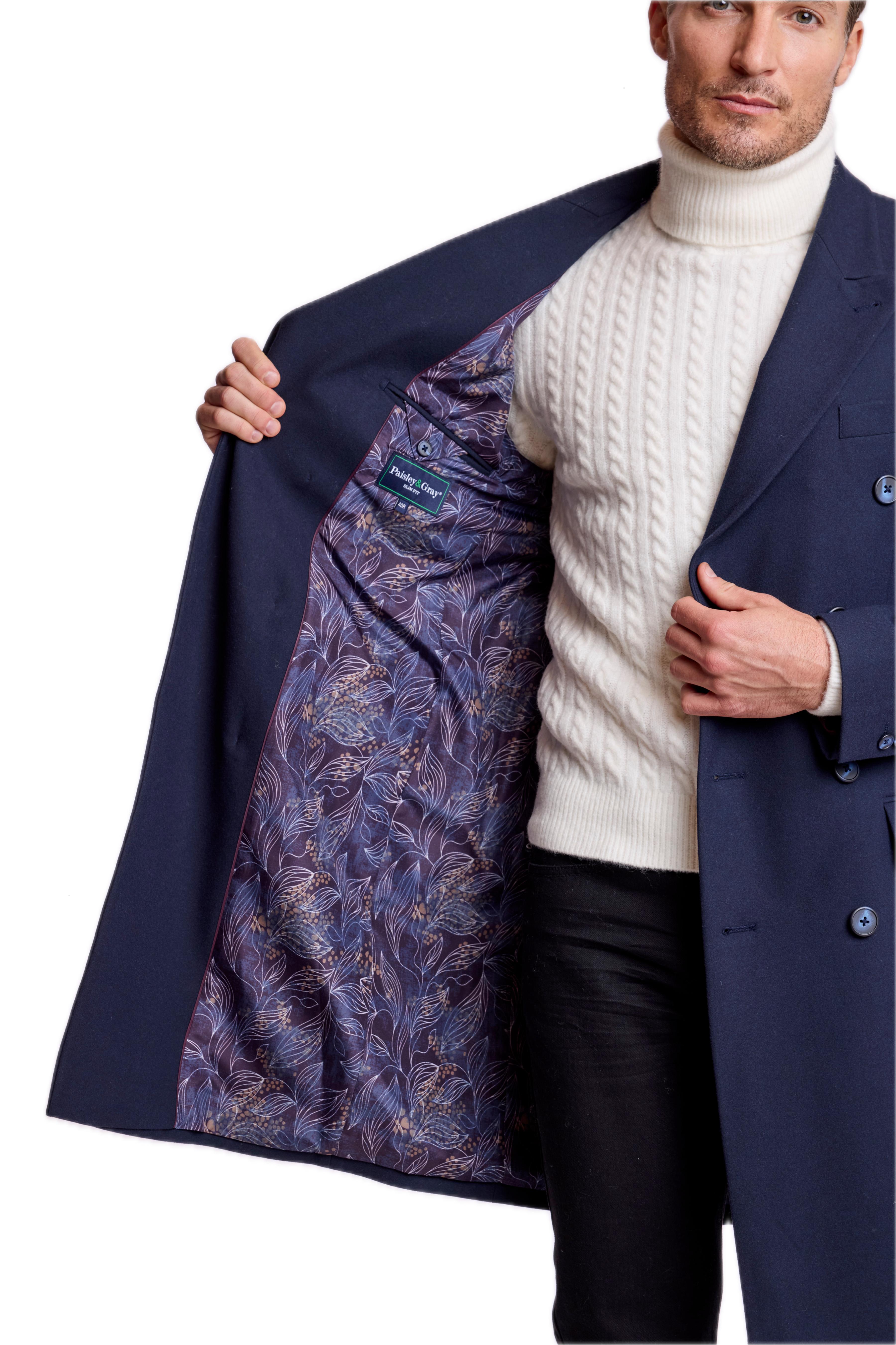 Peak DB Overcoat - slim - Navy