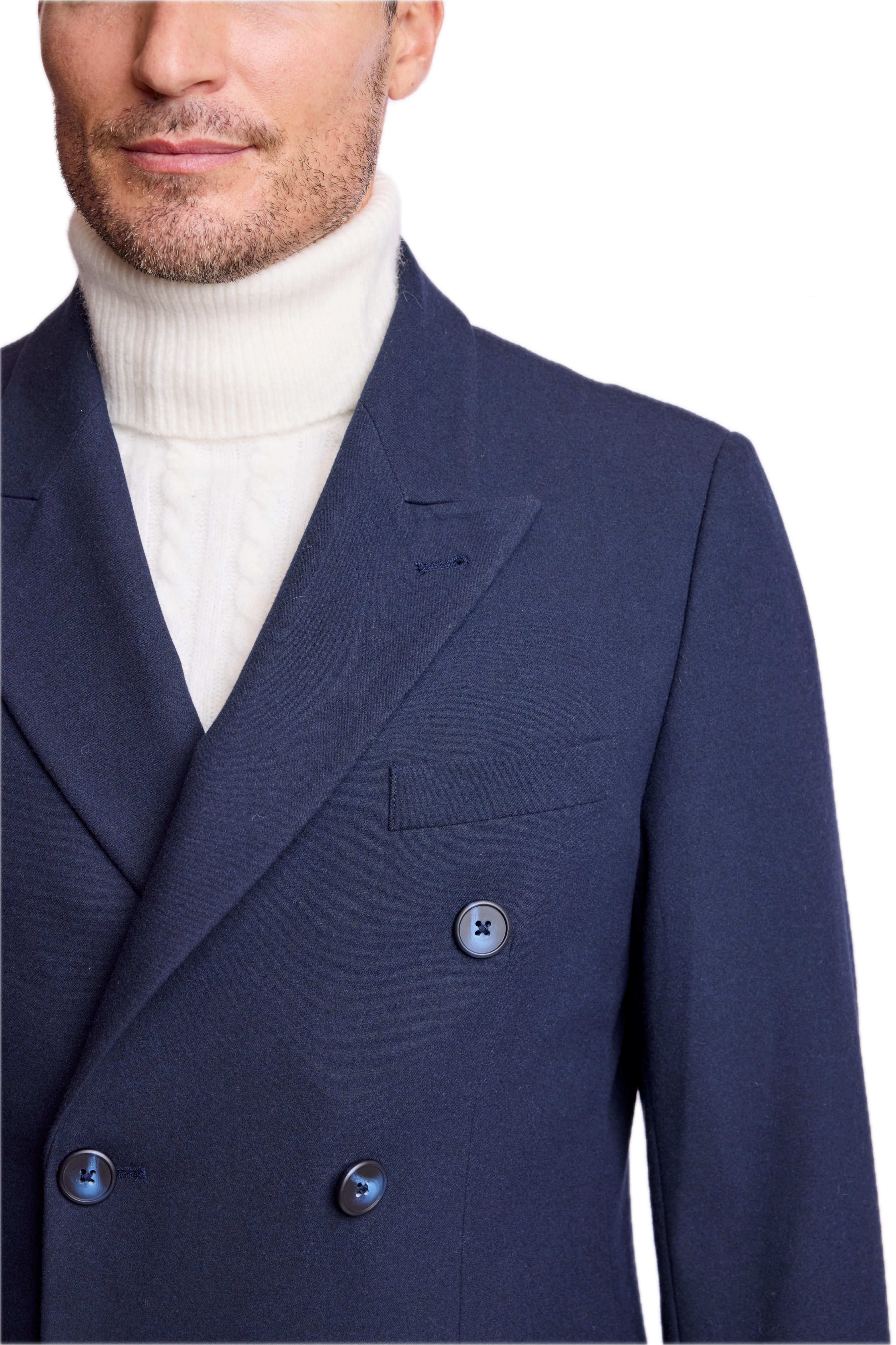 Peak DB Overcoat - slim - Navy