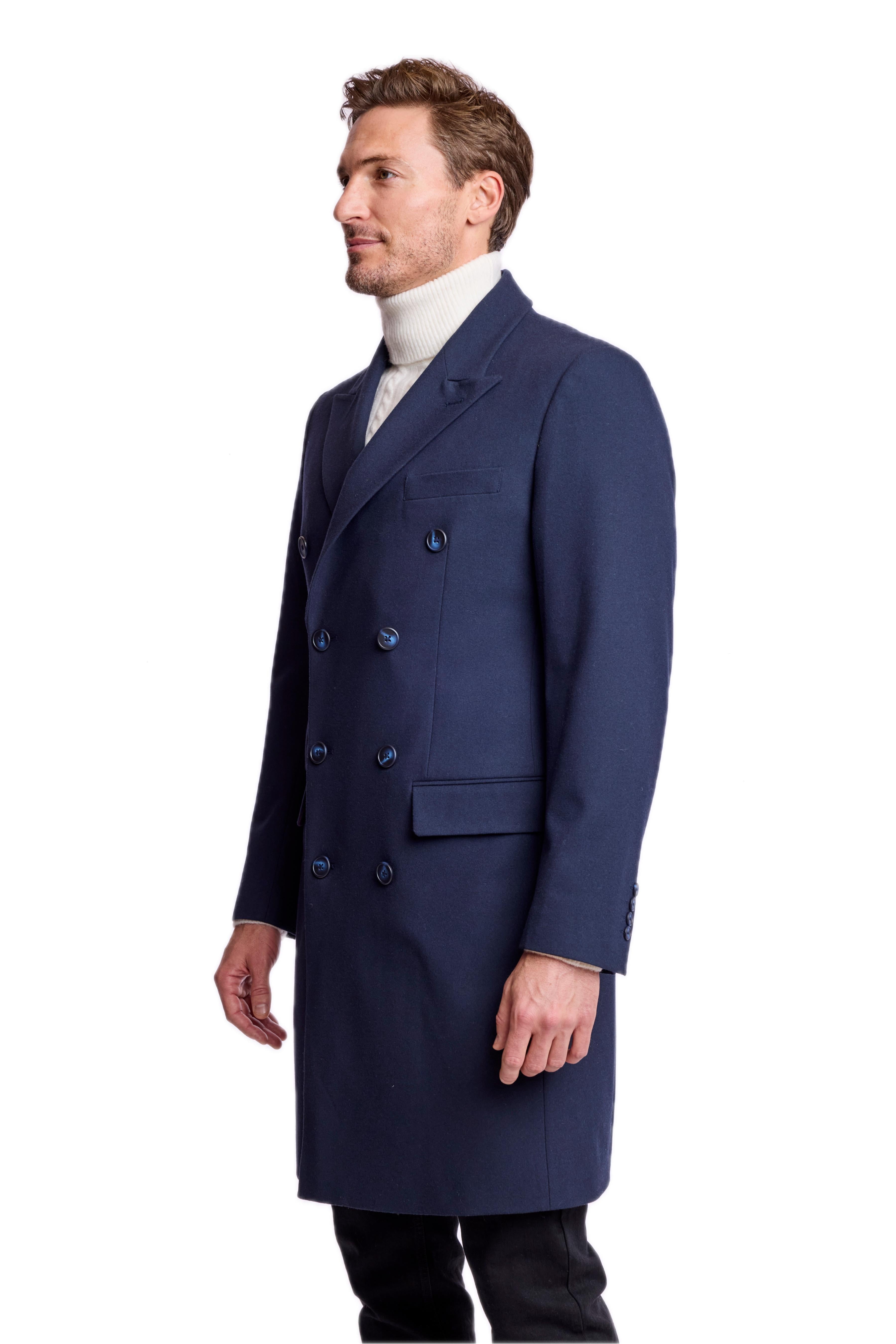 Peak DB Overcoat - slim - Navy