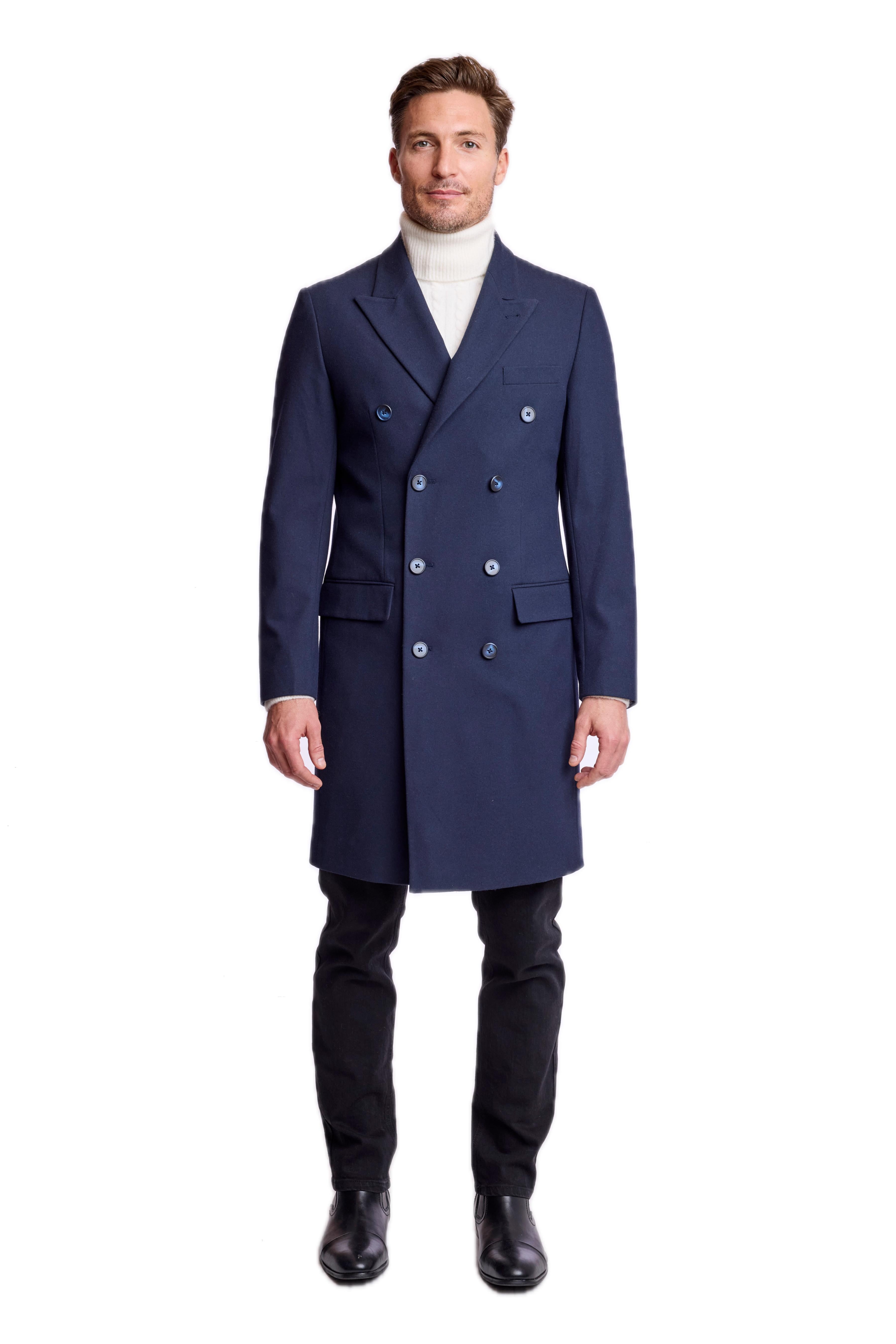 Peak DB Overcoat - slim - Navy