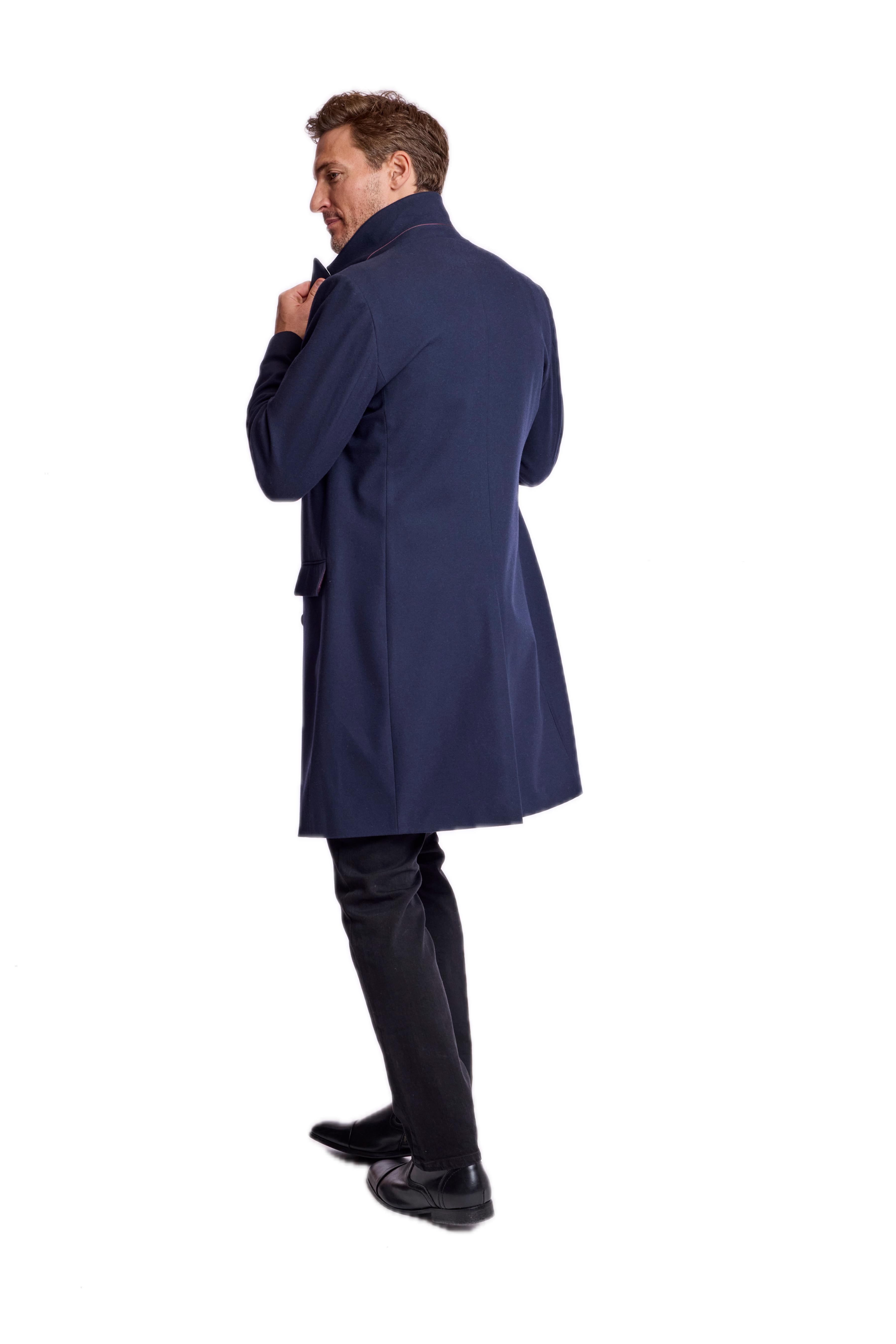 Peak DB Overcoat - slim - Navy