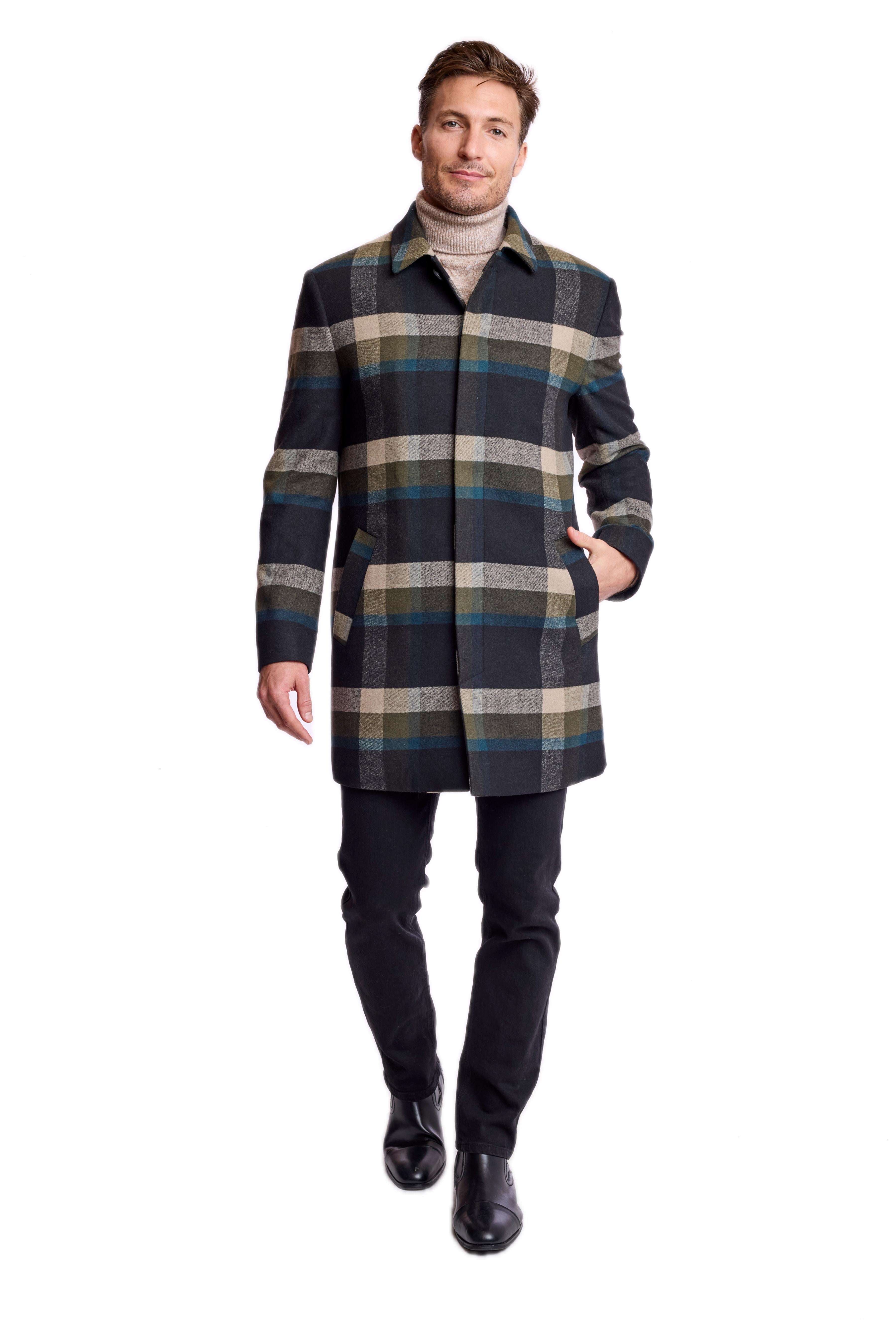 Topper Overcoat - slim - Khaki Buffalo Plaid