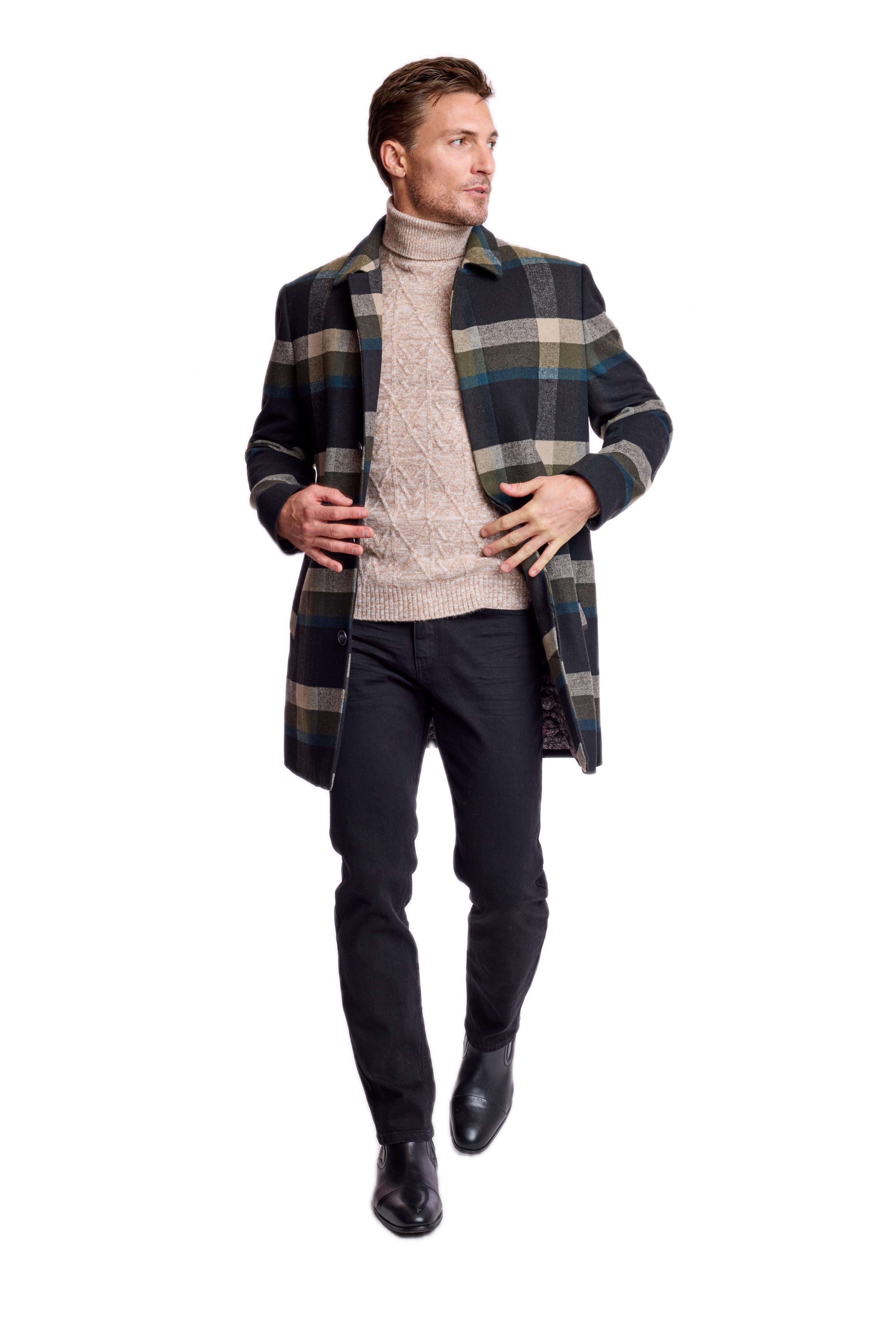Topper Overcoat - slim - Khaki Buffalo Plaid