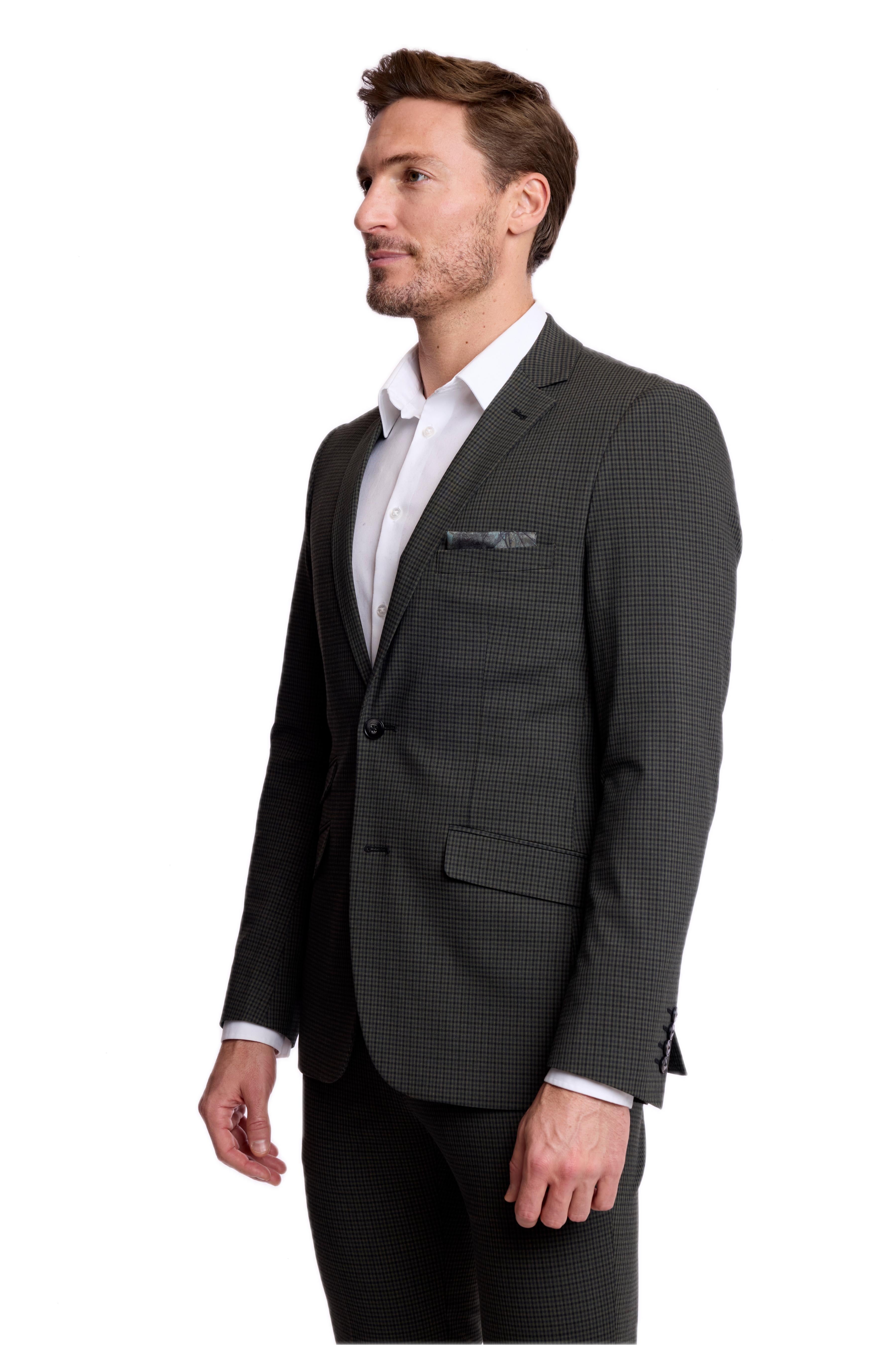 Dover Notch Jacket - slim - Green Navy Black Gingham