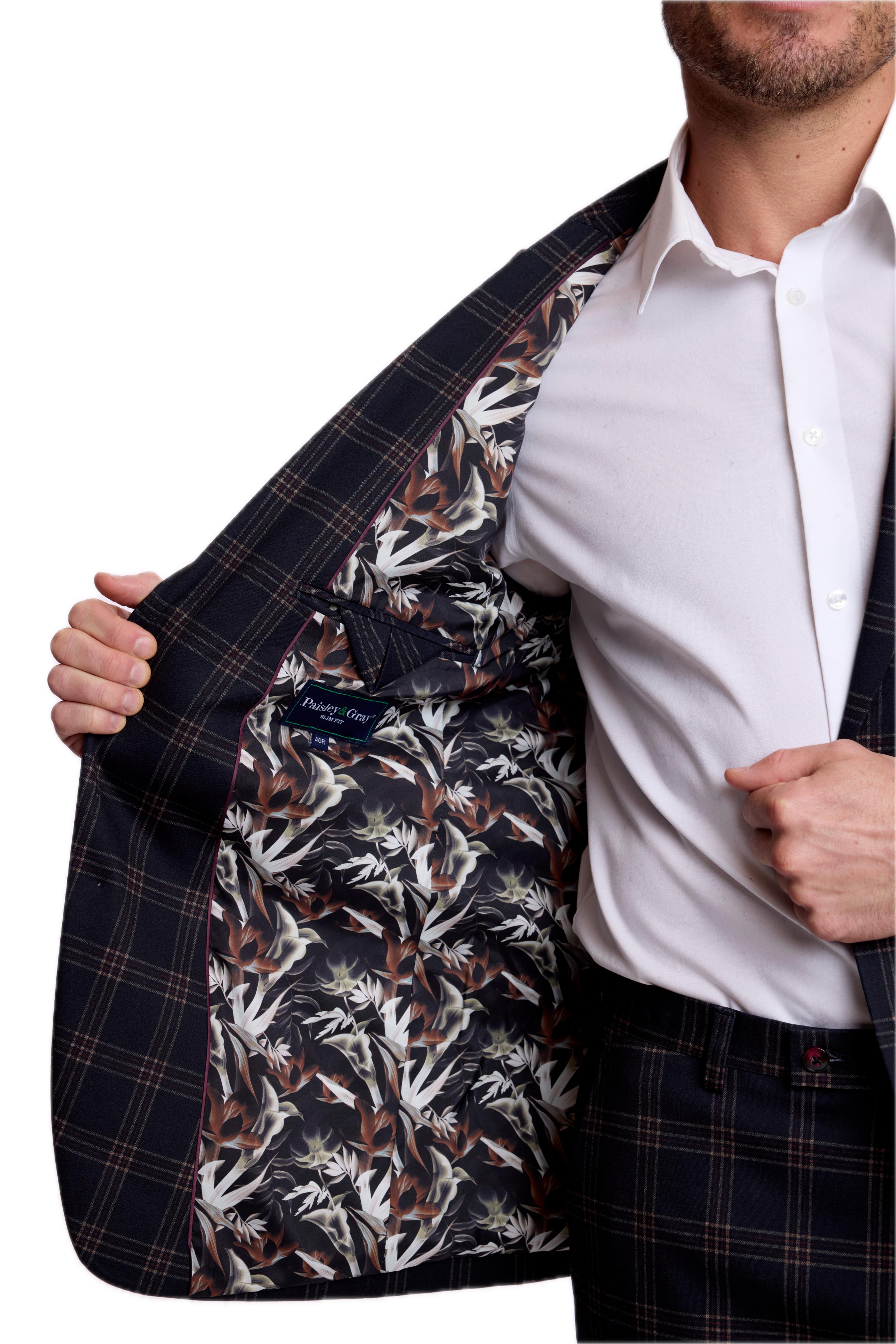 Ashton Peak Jacket - slim - Black Red Knit Plaid