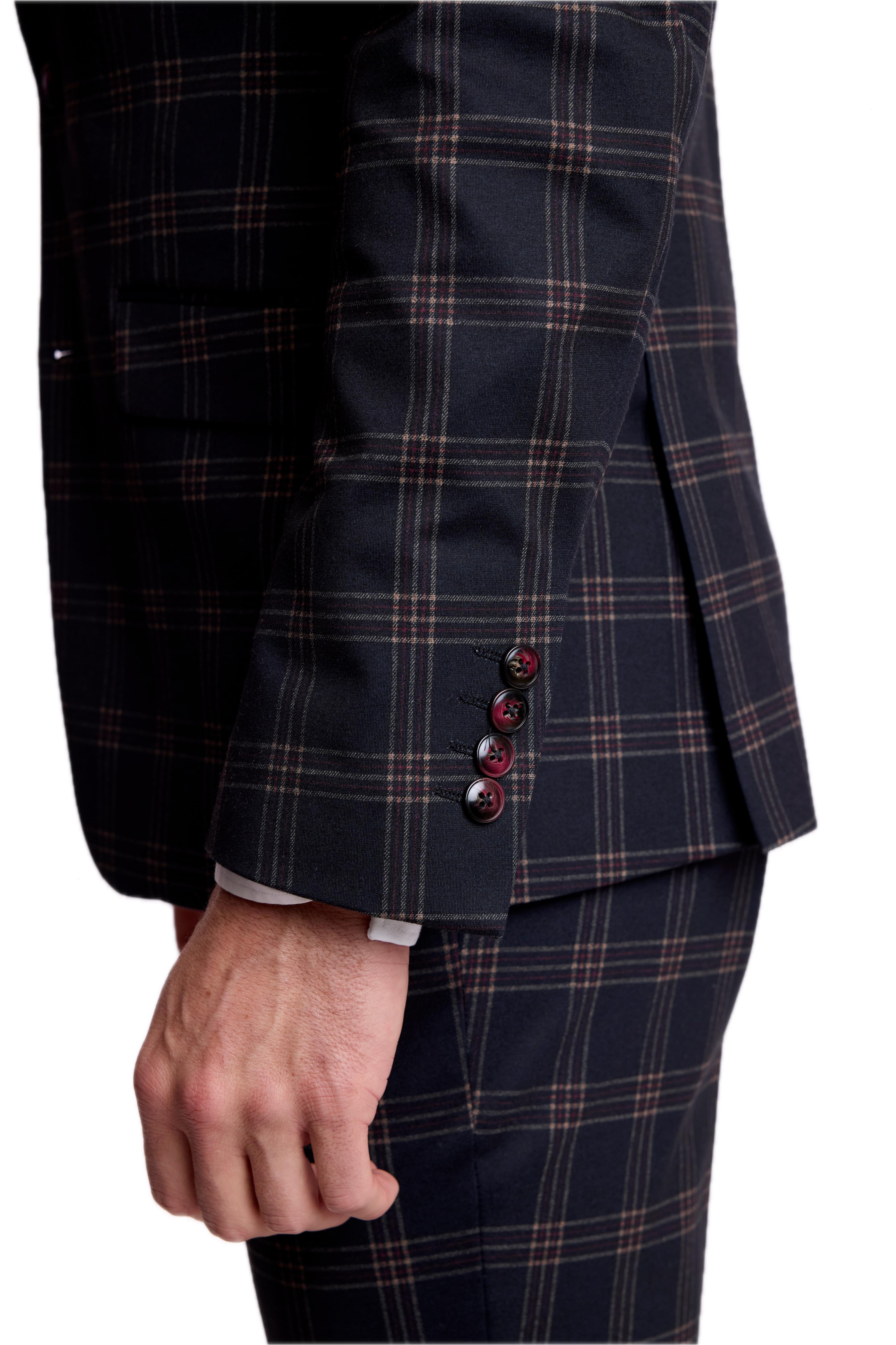 Ashton Peak Jacket - slim - Black Red Knit Plaid