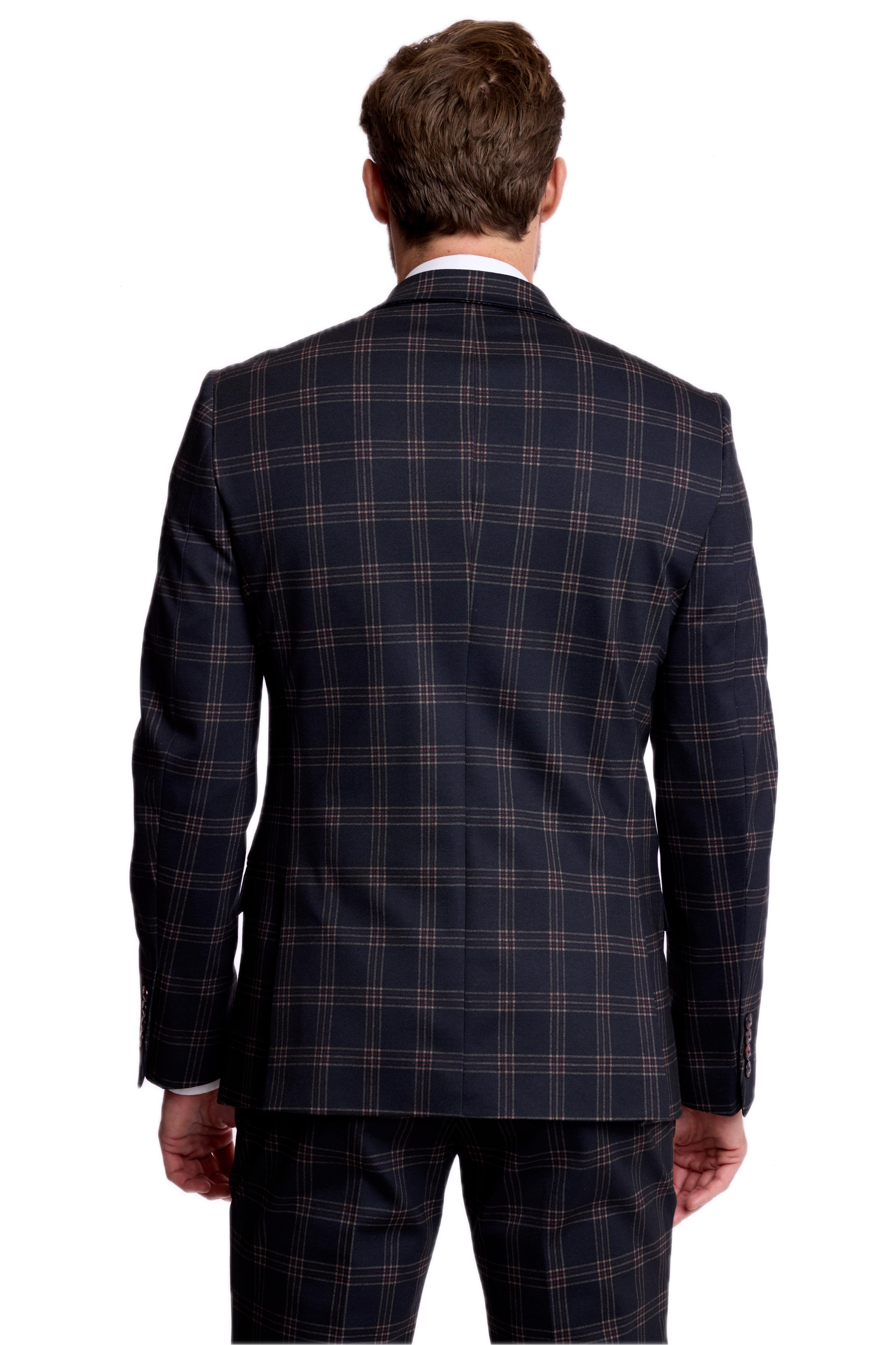 Ashton Peak Jacket - slim - Black Red Knit Plaid