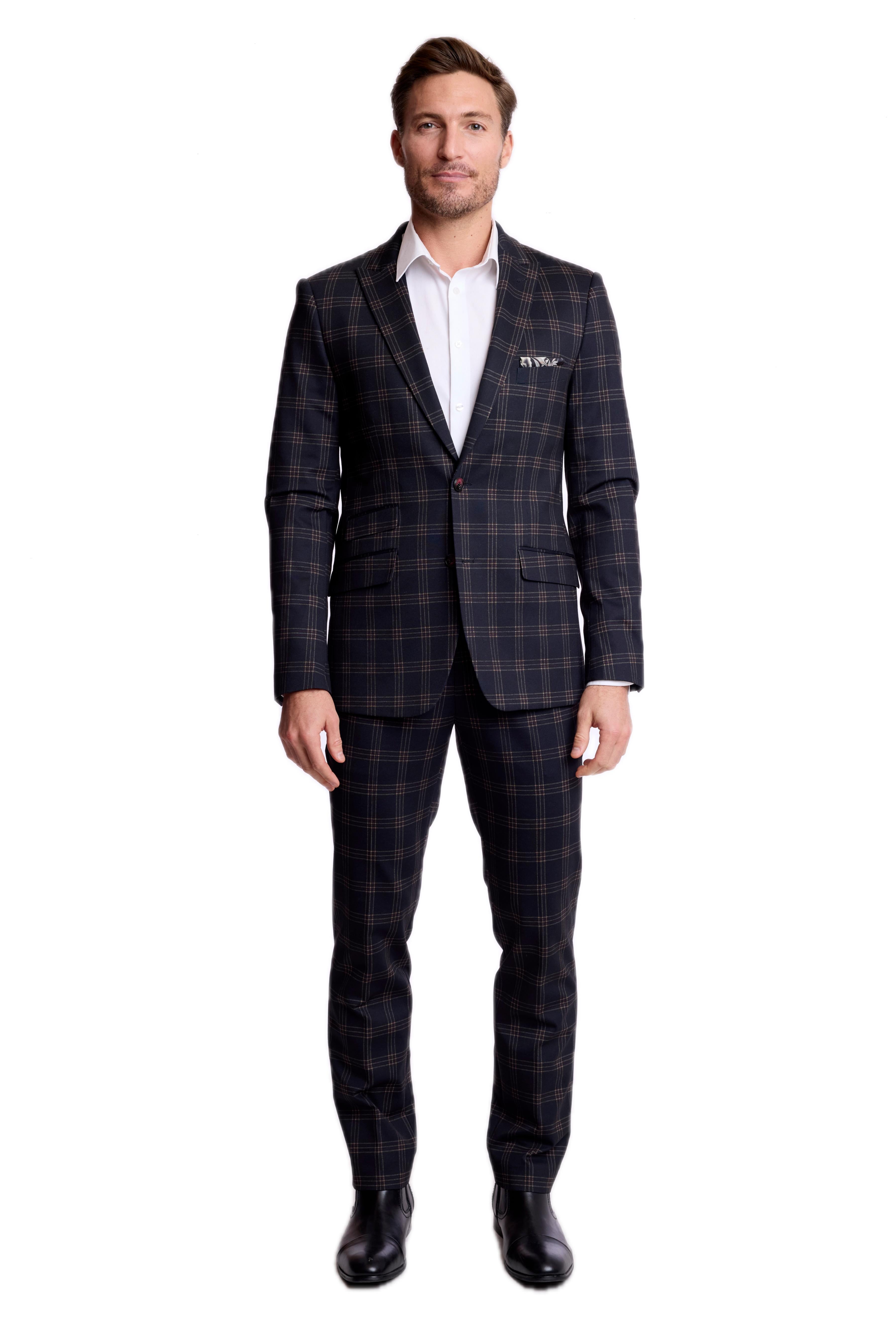 Ashton Peak Jacket - slim - Black Red Knit Plaid