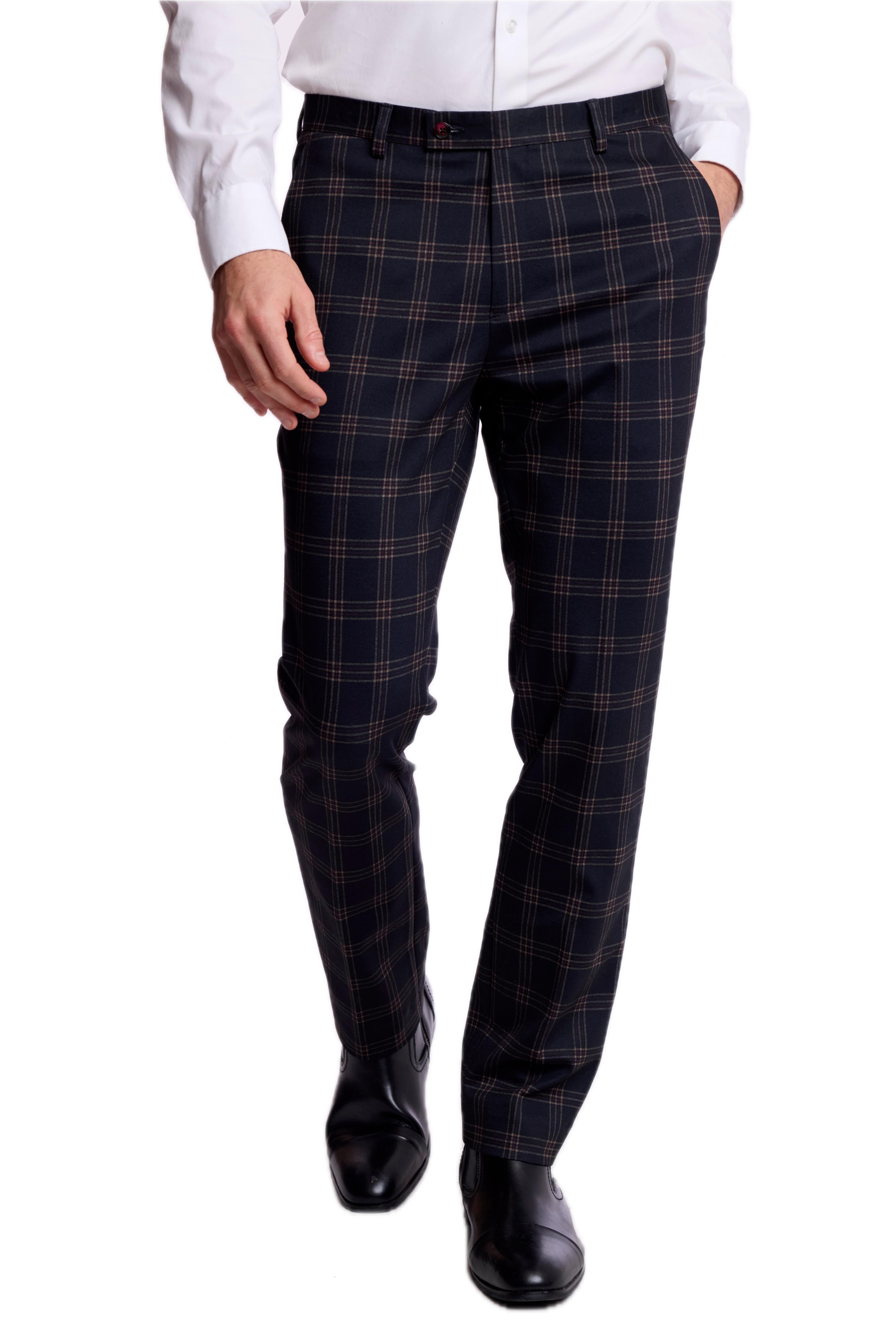 Downing Pants - slim - Black Red Knit Plaid