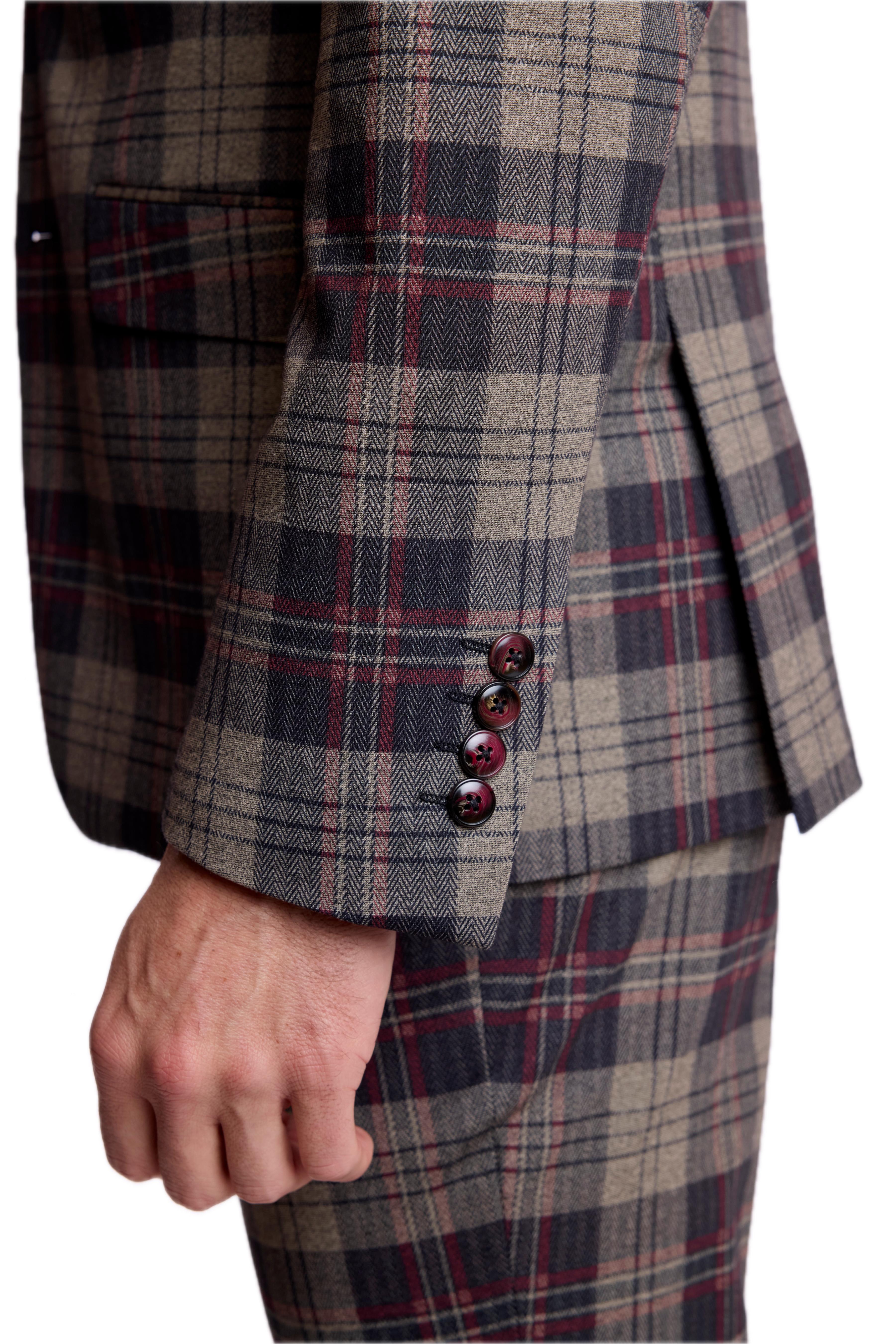 Dover Notch Jacket - slim - Blk Bg Red Herringbone Knit Plaid