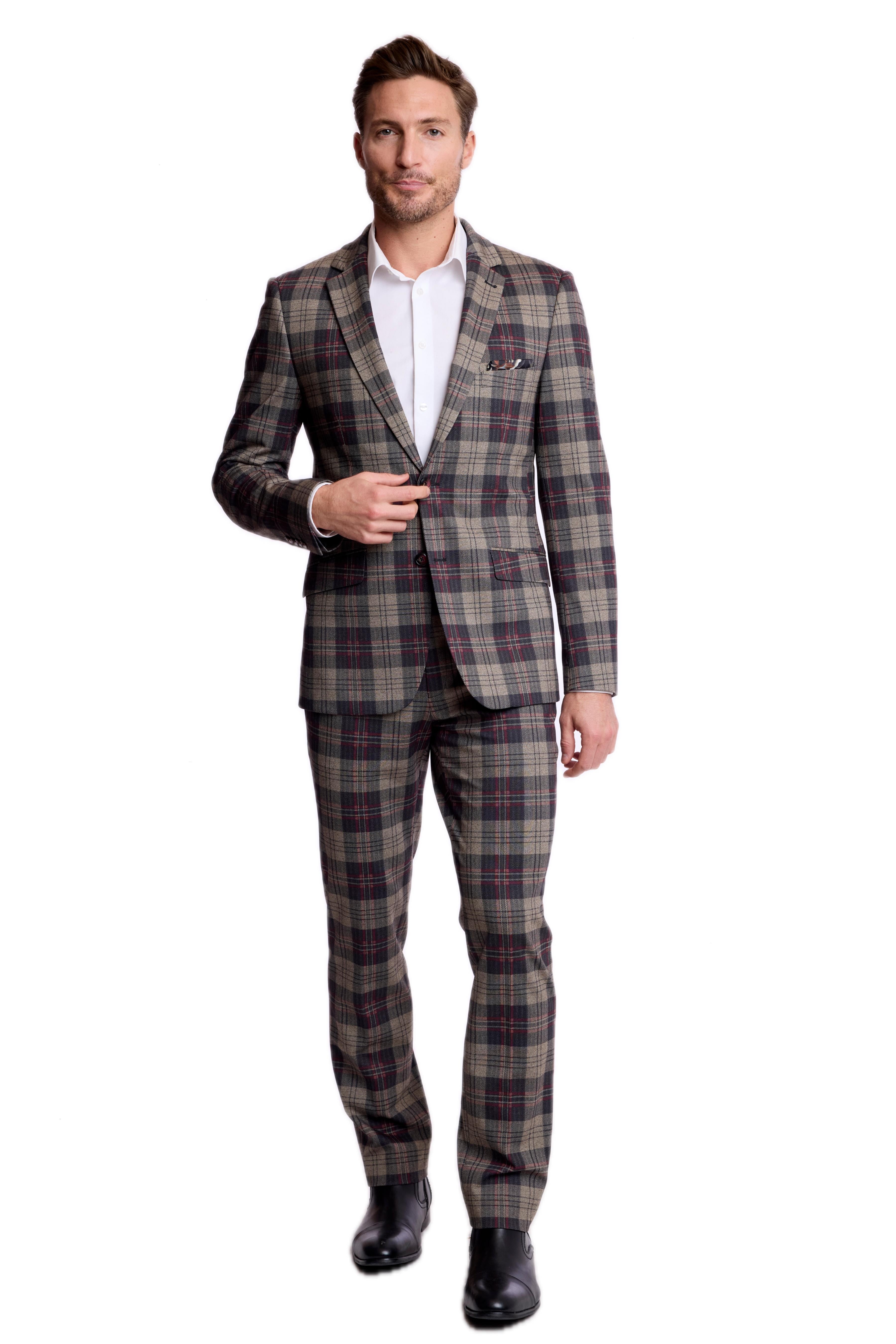 Dover Notch Jacket - slim - Blk Bg Red Herringbone Knit Plaid