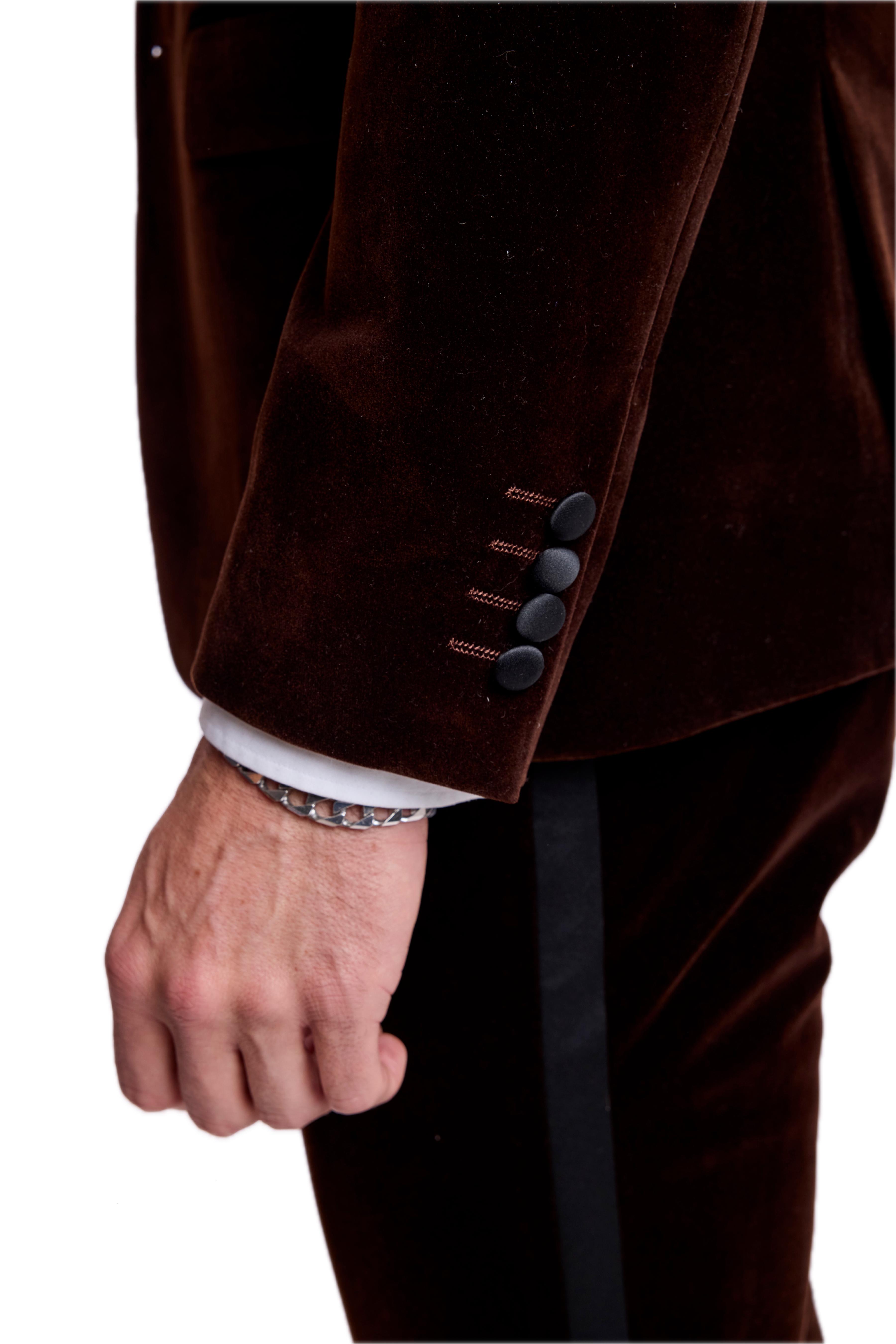 Kyle Big Peak Tux Jacket - slim - Brown Velvet