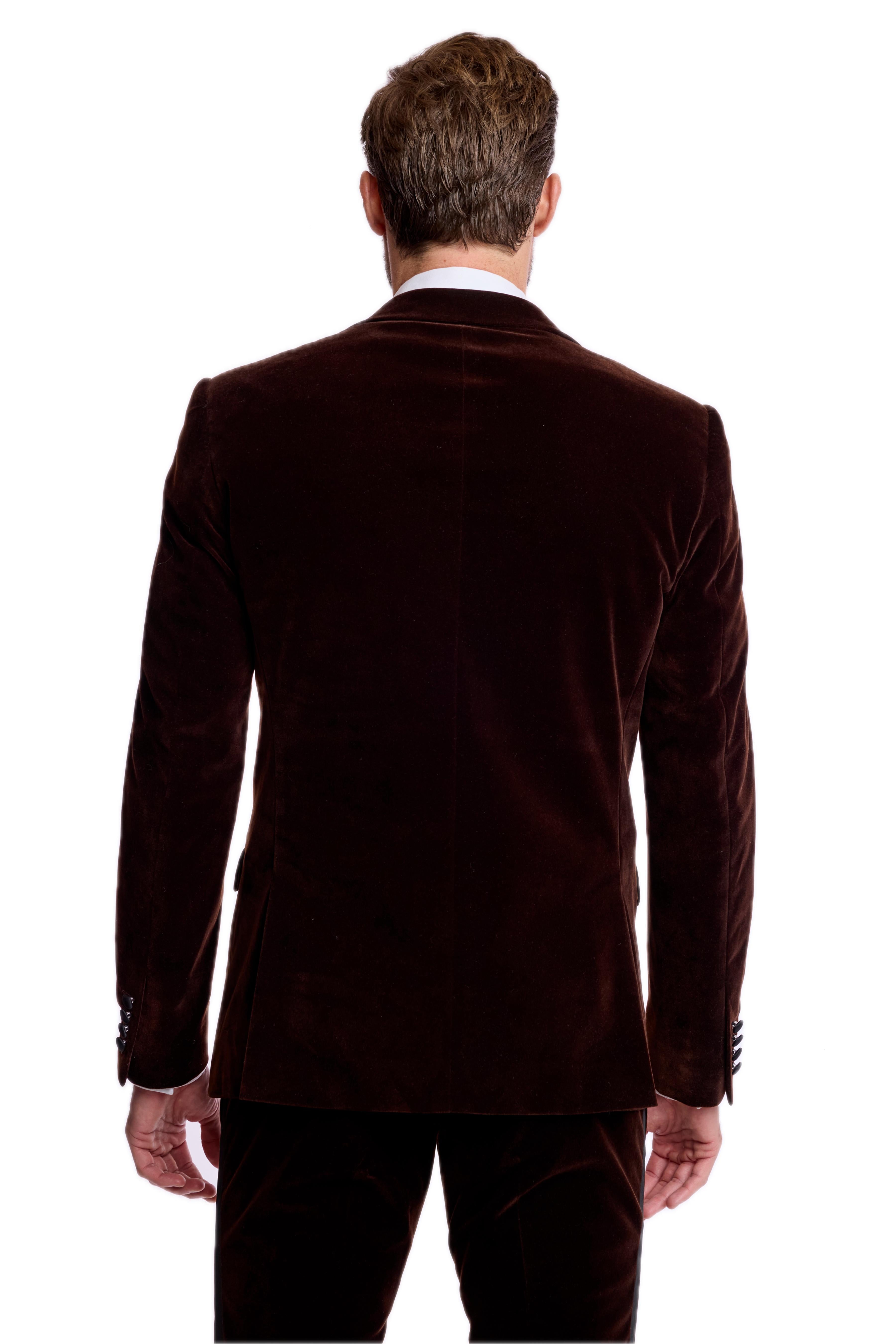 Kyle Big Peak Tux Jacket - slim - Brown Velvet