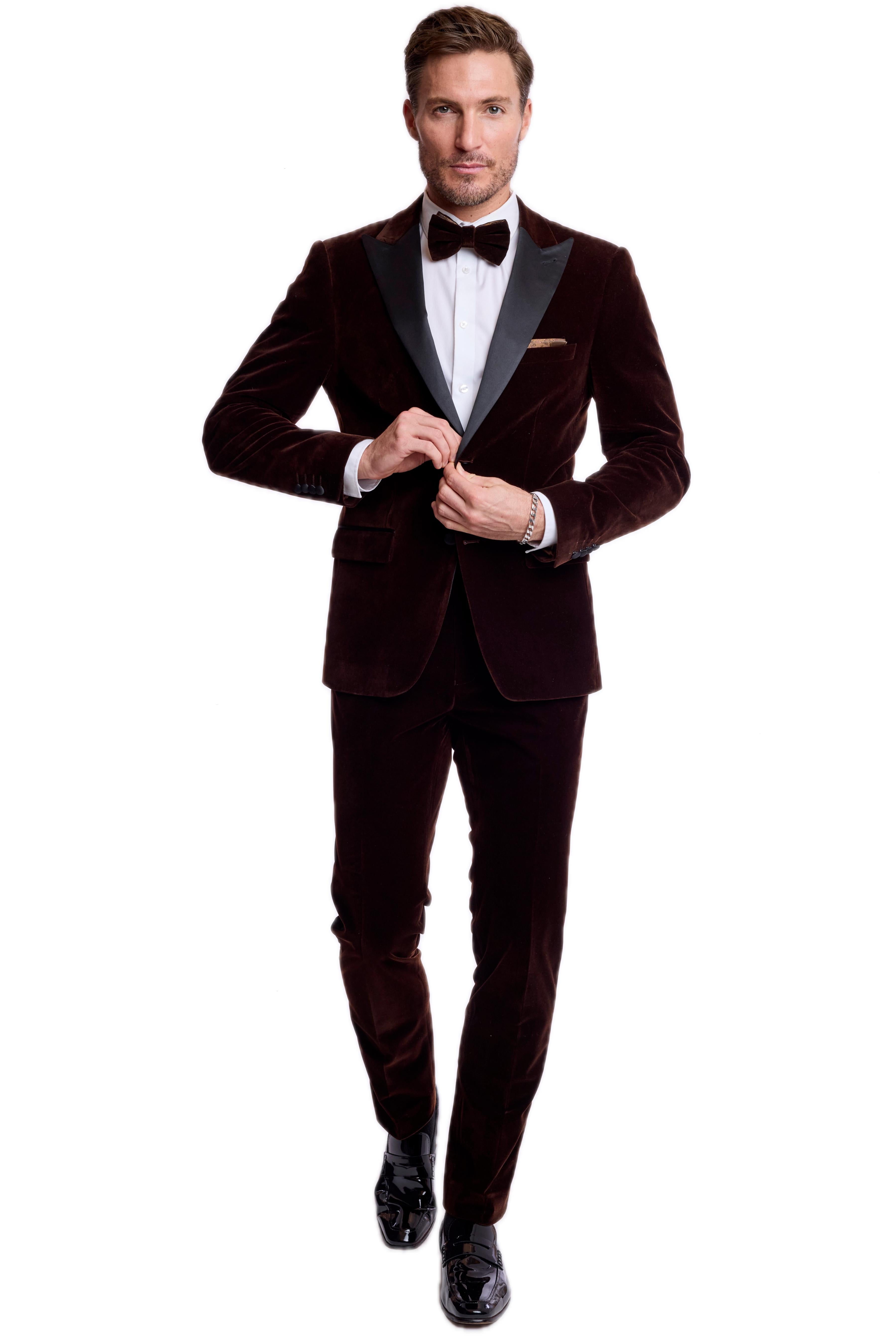 Kyle Big Peak Tux Jacket - slim - Brown Velvet