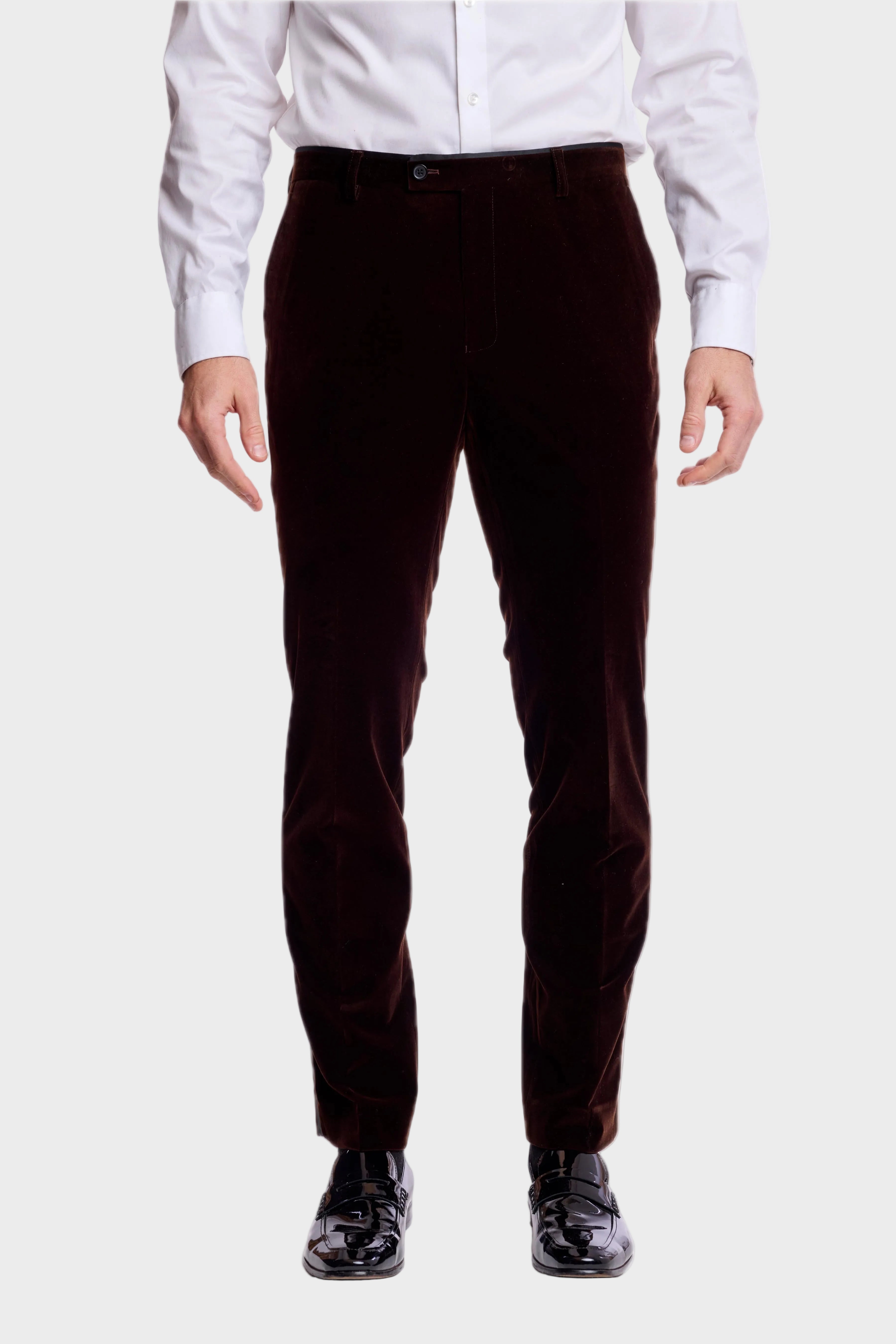 Sloane Stretch Tux Pants - slim - Brown Velvet